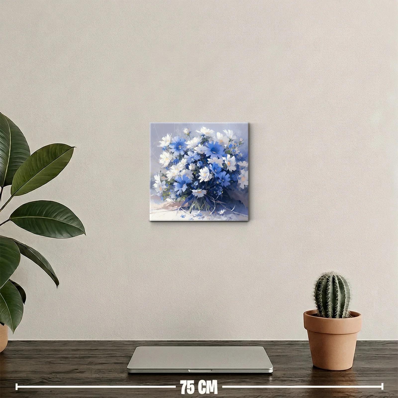 Ramo de margaritas en tonos azules y blancos para decorar — miniatura 2