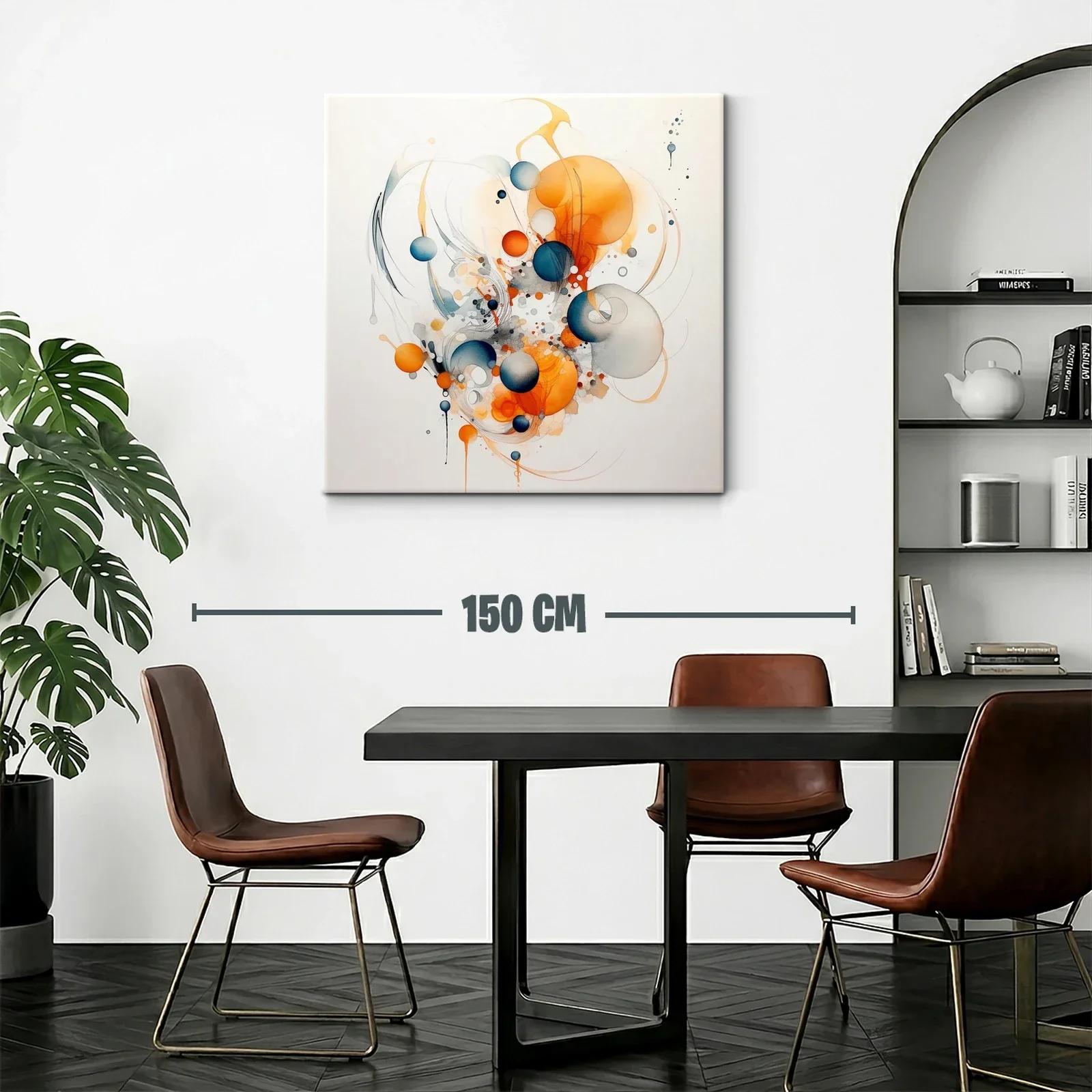 Cuadro abstracto con esferas en tonos cálidos y fríos — miniatura 2