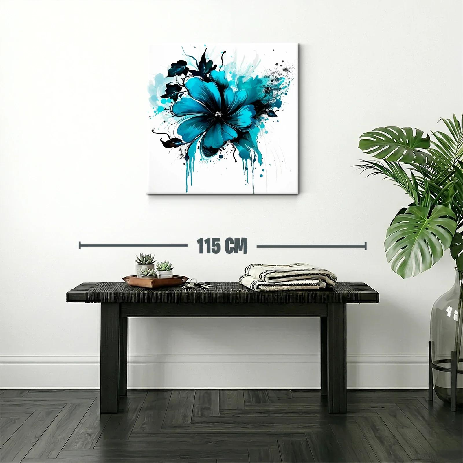 Flor vibrante en tonos azules y negro para espacios modernos — miniatura 2