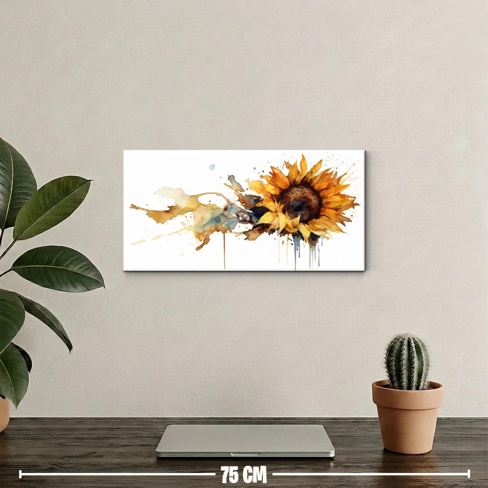 Cuadro girasol con salpicaduras fluidas — miniatura 2