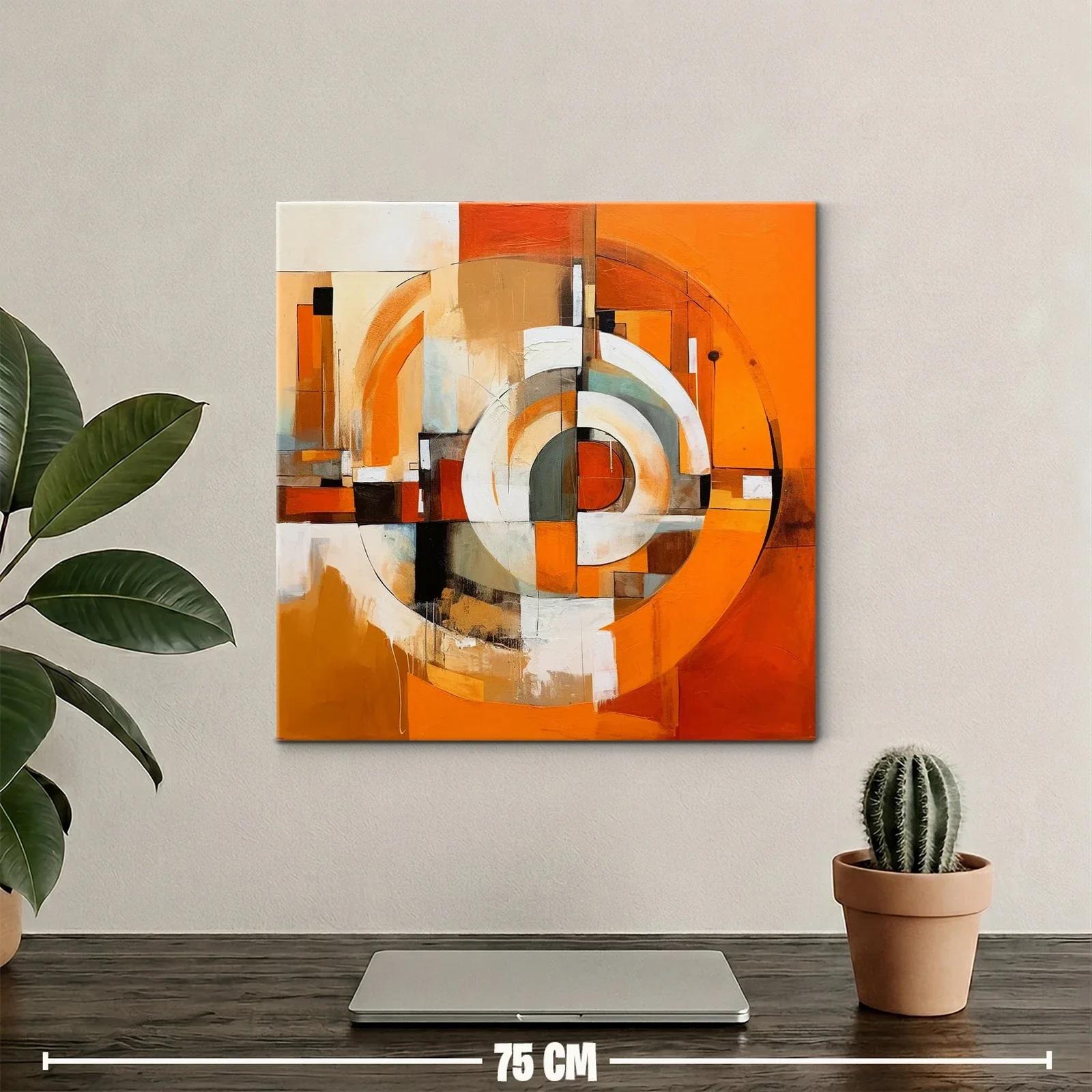 Cuadro abstracto con círculos y paleta cálida vibrante — miniatura 2