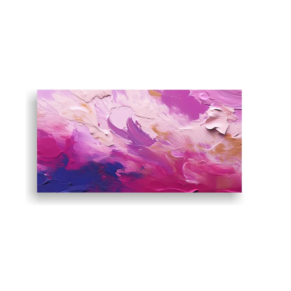 Cuadro abstracción en pinceladas rosas y moradas — imagen principal