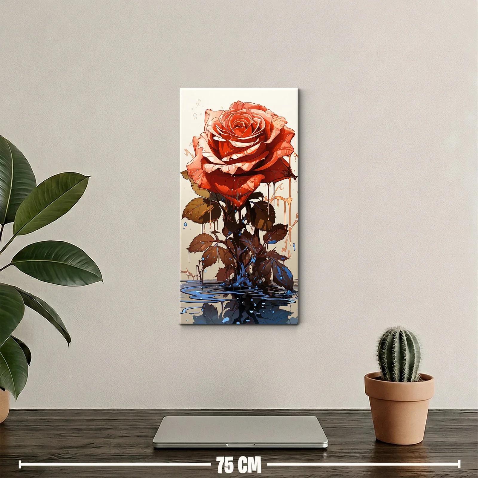 Cuadro rosa roja con reflejos ondulados y goteos — miniatura 2