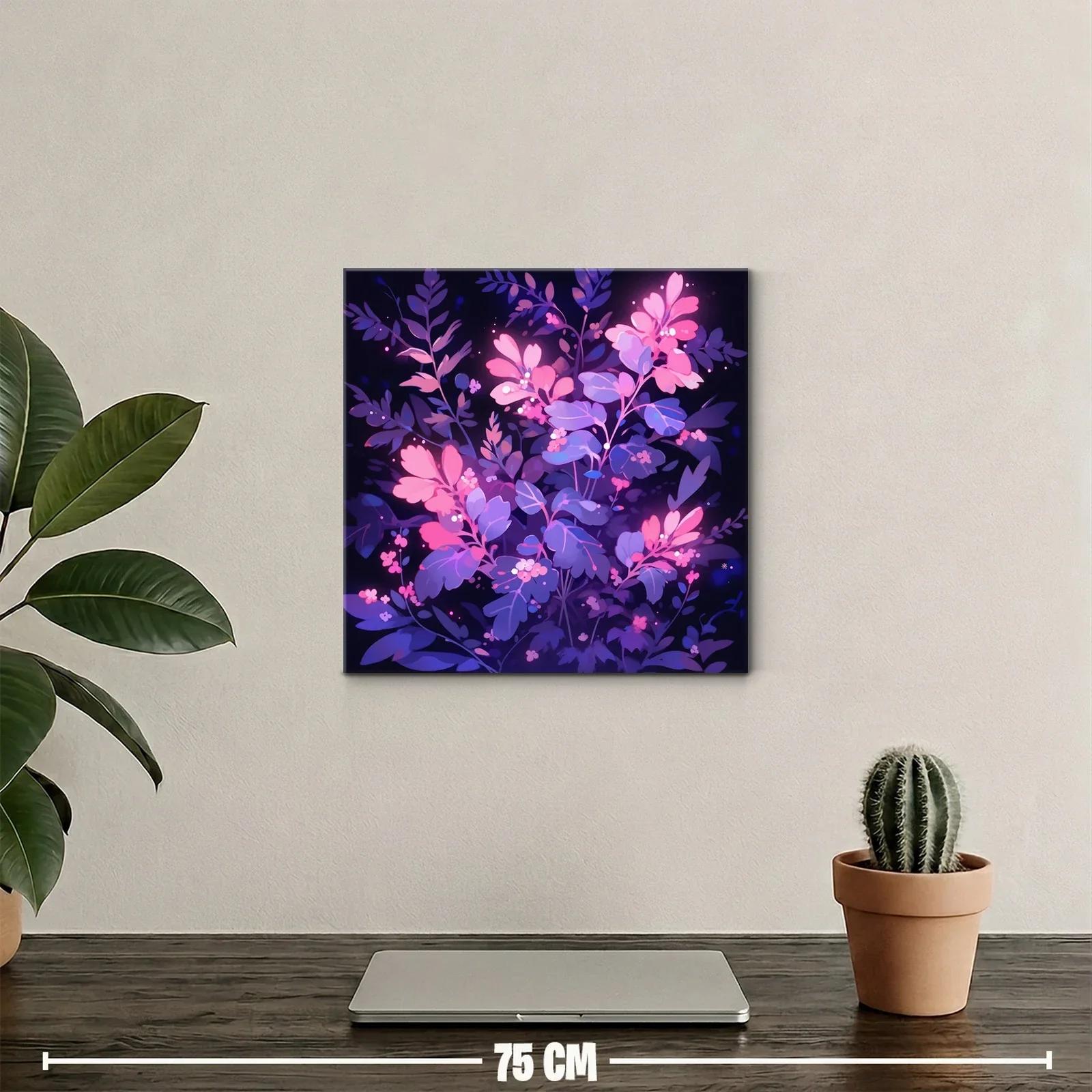 Cuadro de flores vibrantes en tonos púrpura y rosa — miniatura 2