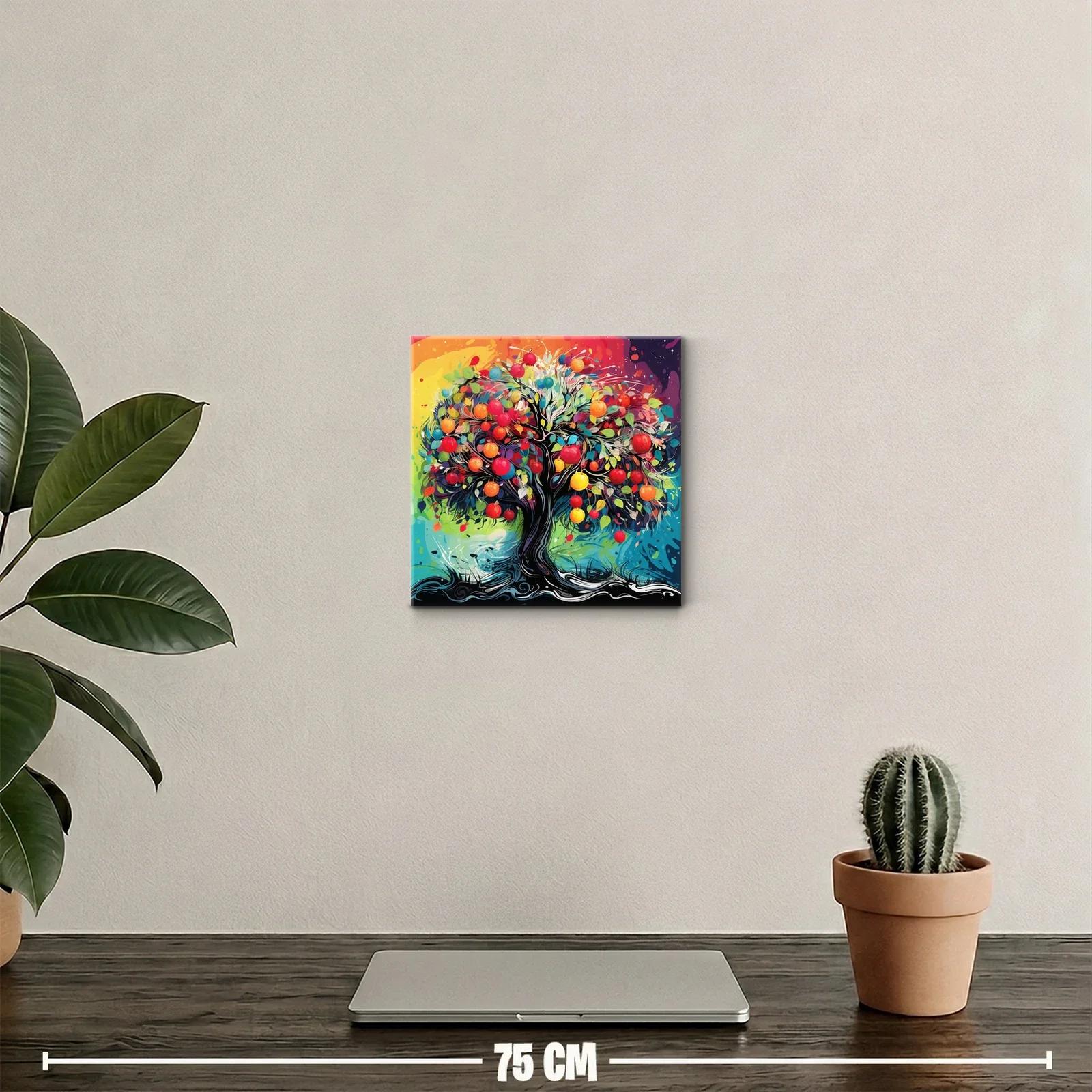 Árbol colorido con frutos vibrantes y fondo multicolor — miniatura 2