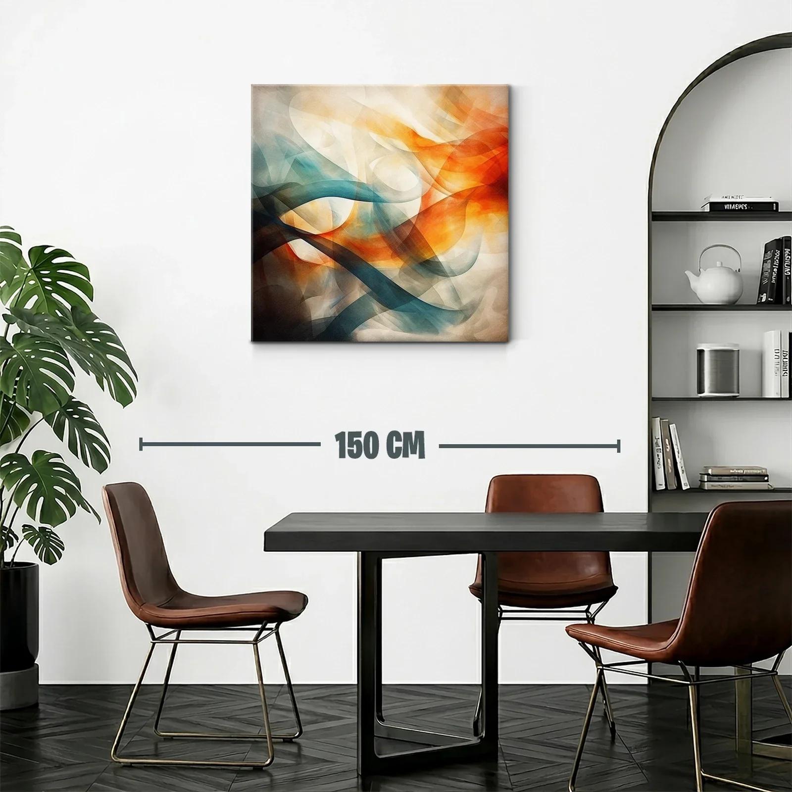 Composición abstracta con tonos cálidos y fríos fluidos — miniatura 2
