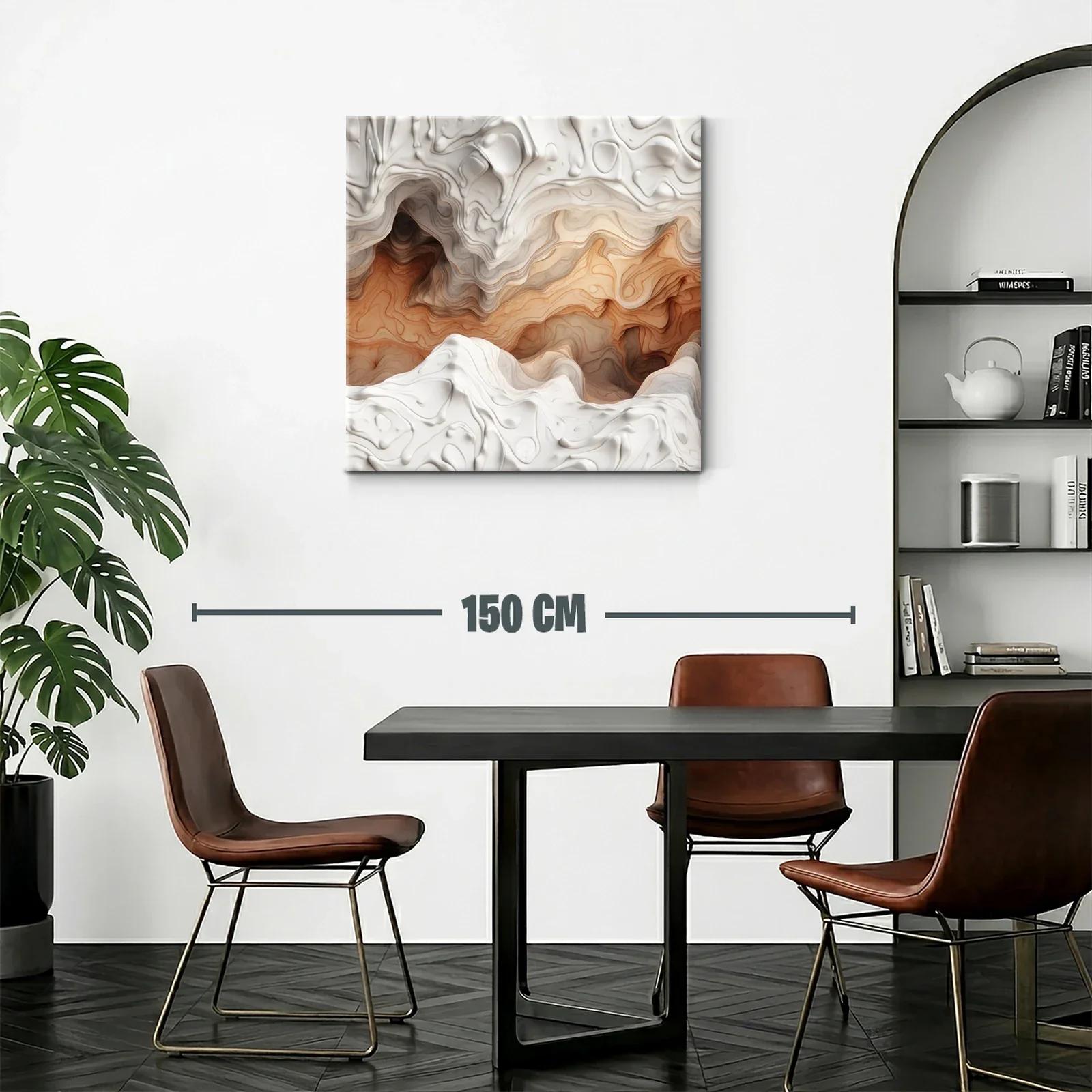 Arte abstracto con relieve en tonalidades tierra y blanco — miniatura 2
