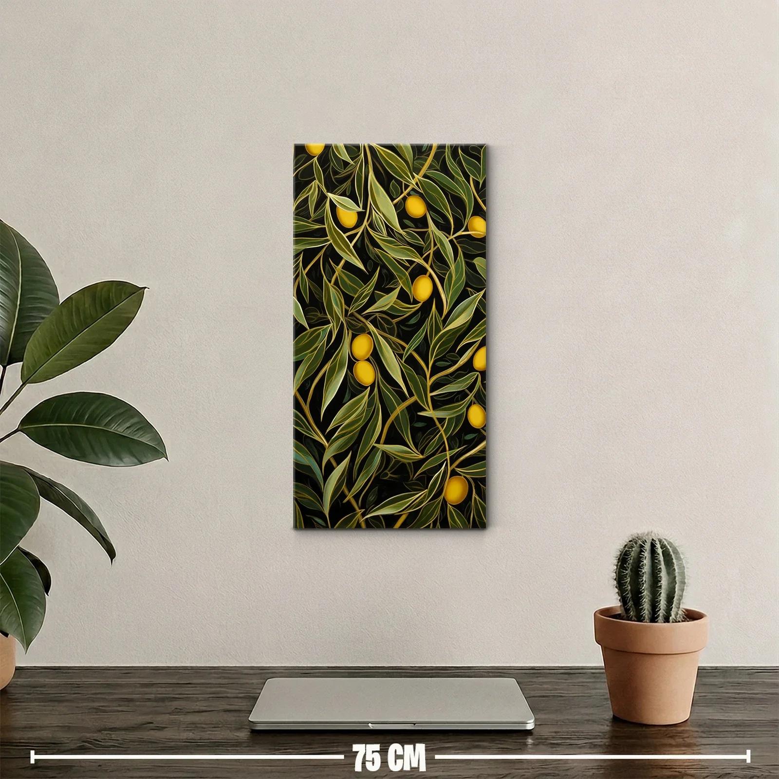 Cuadro ramas de olivo con aceitunas amarillas — miniatura 2