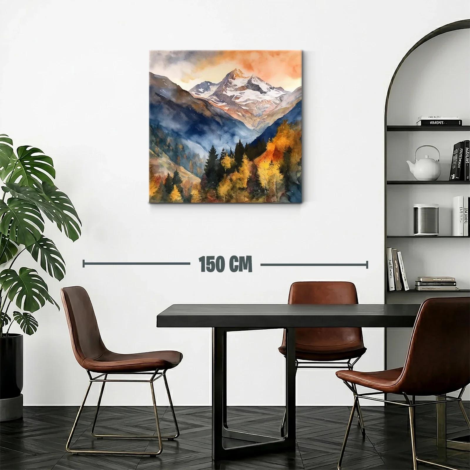 Paisaje montañoso con tonos otoñales y cielos cálidos — miniatura 2