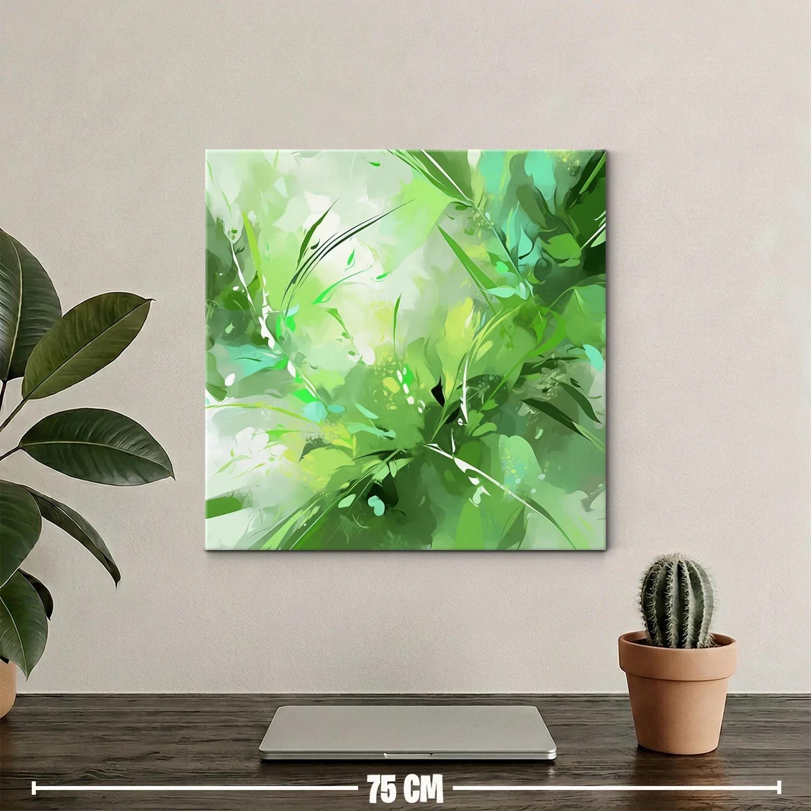 Cuadro abstracto con explosión de verdes naturales — miniatura 2