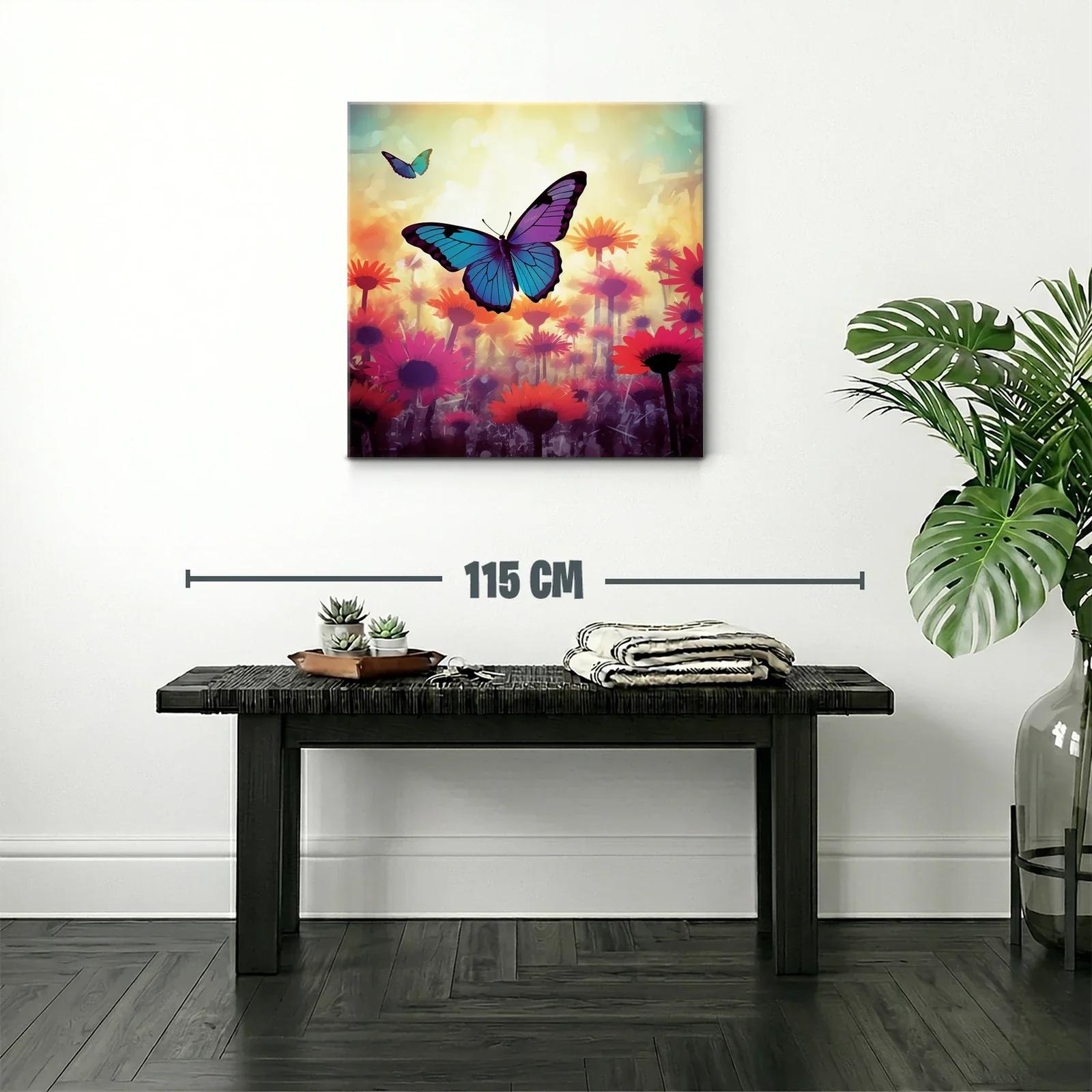Mariposas vibrantes sobre campo de flores luminosas — miniatura 2