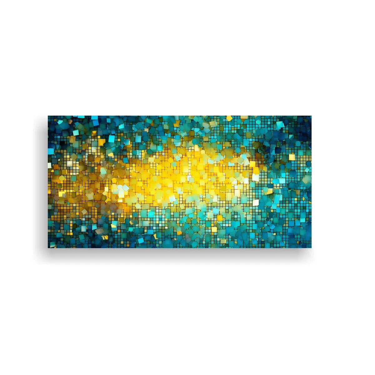 Cuadro mosaico abstracto luminoso con franja dorada — imagen principal