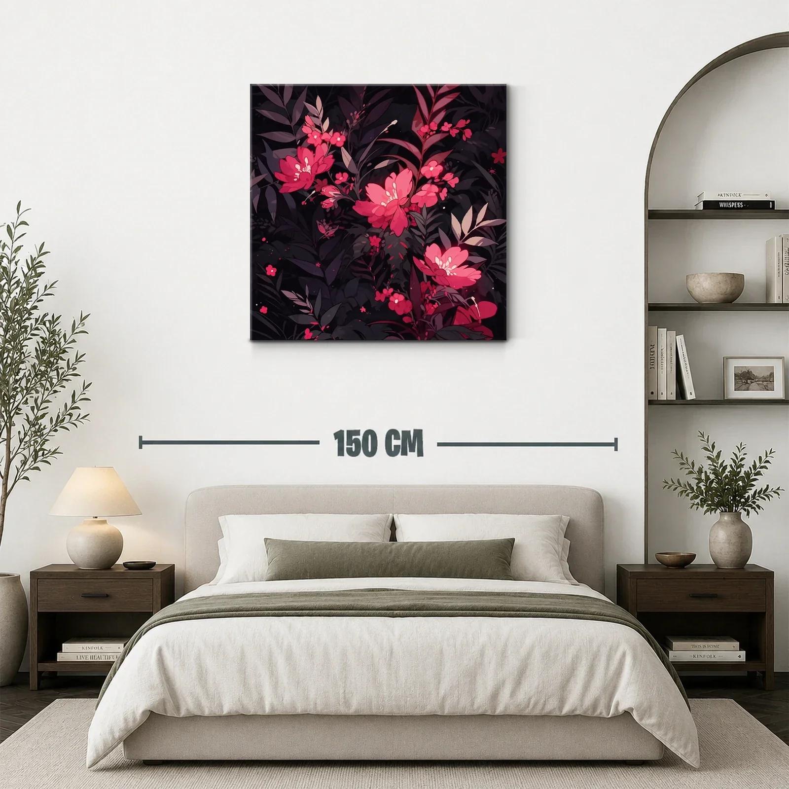 Cuadro de flores rojas sobre fondo oscuro elegante y moderno — miniatura 3
