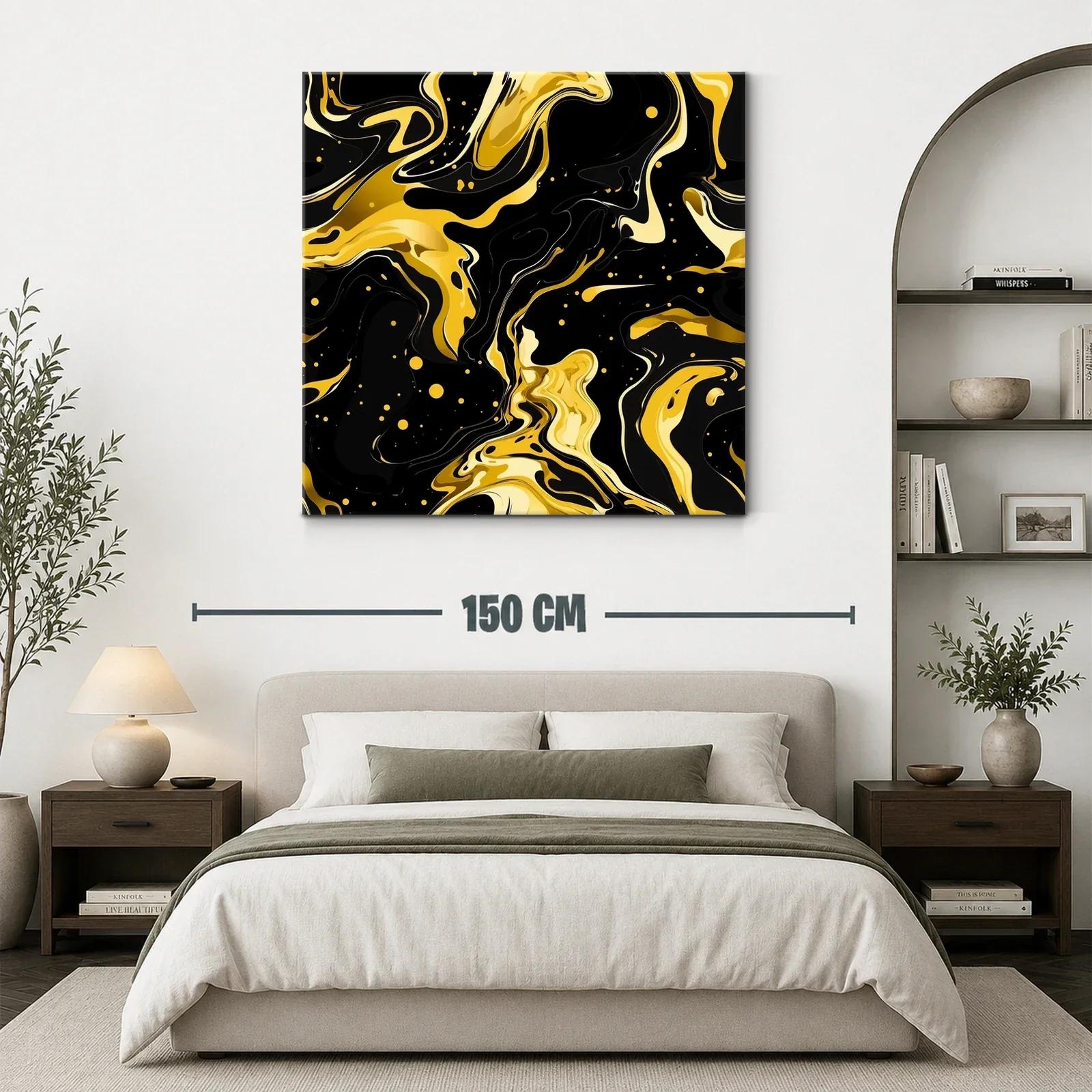 Abstracto dinámico en tonos dorados y negro brillante — miniatura 3