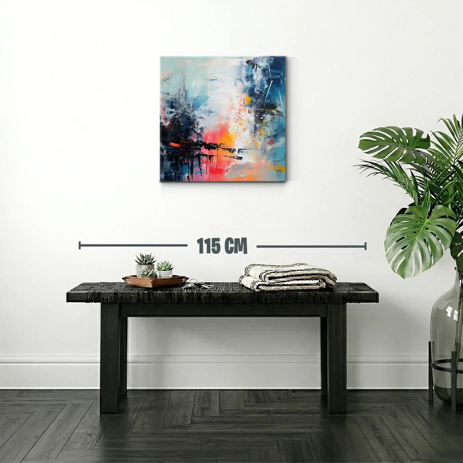 Arte abstracto vibrante con contraste de tonos cálidos y fríos — miniatura 2