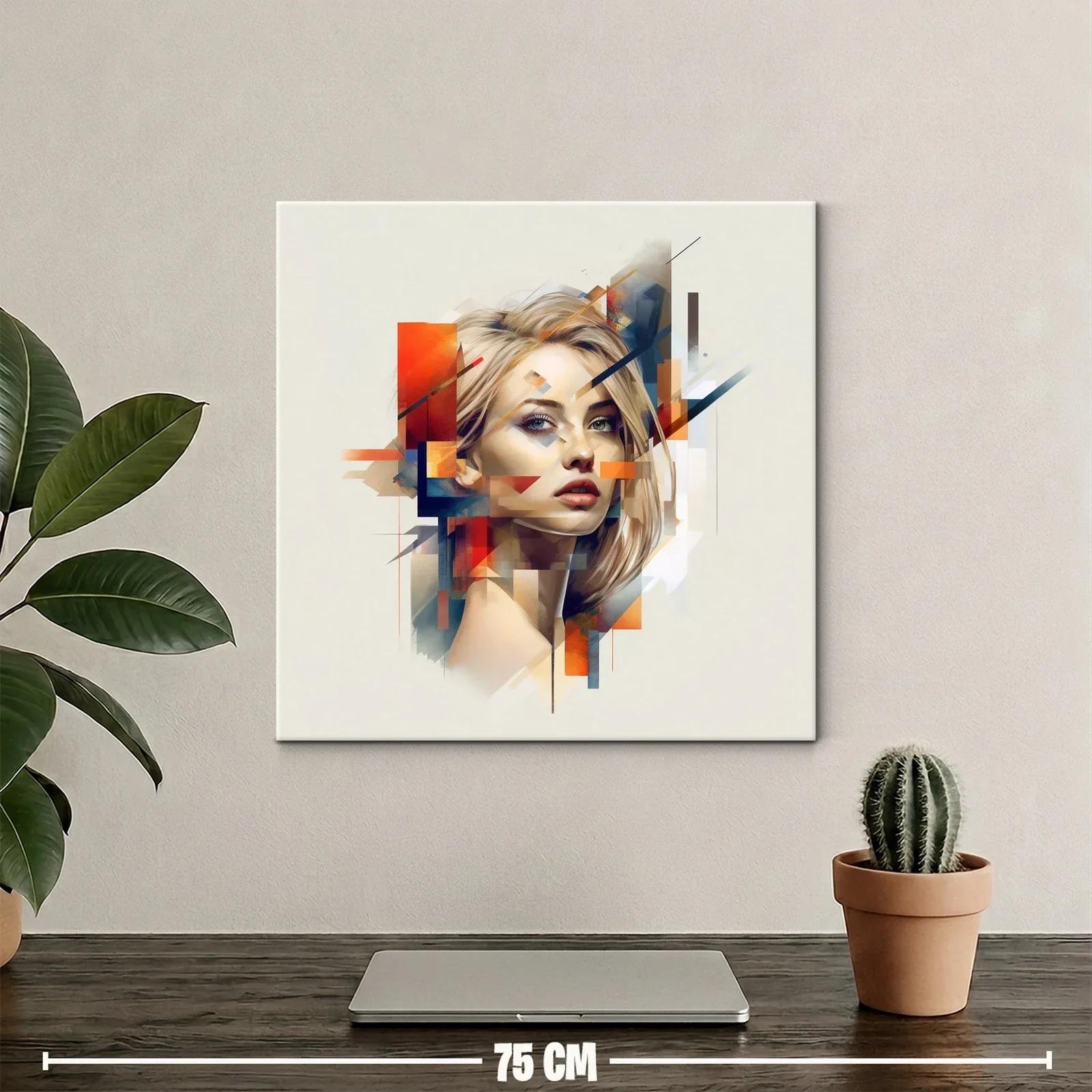Retrato abstracto femenino con tonos cálidos y fríos — miniatura 2