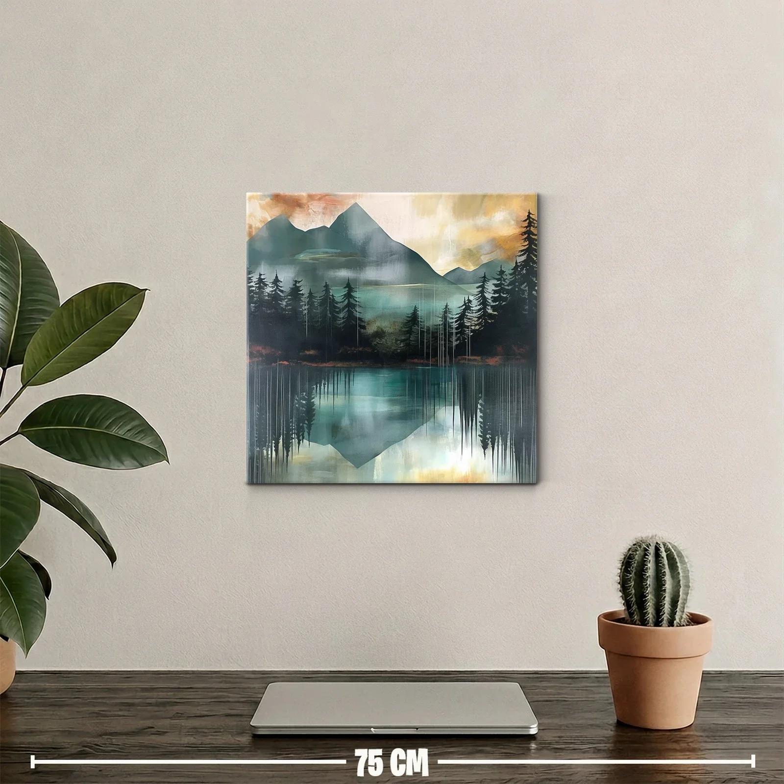 Paisaje sereno con lago reflejando montañas y árboles — miniatura 2