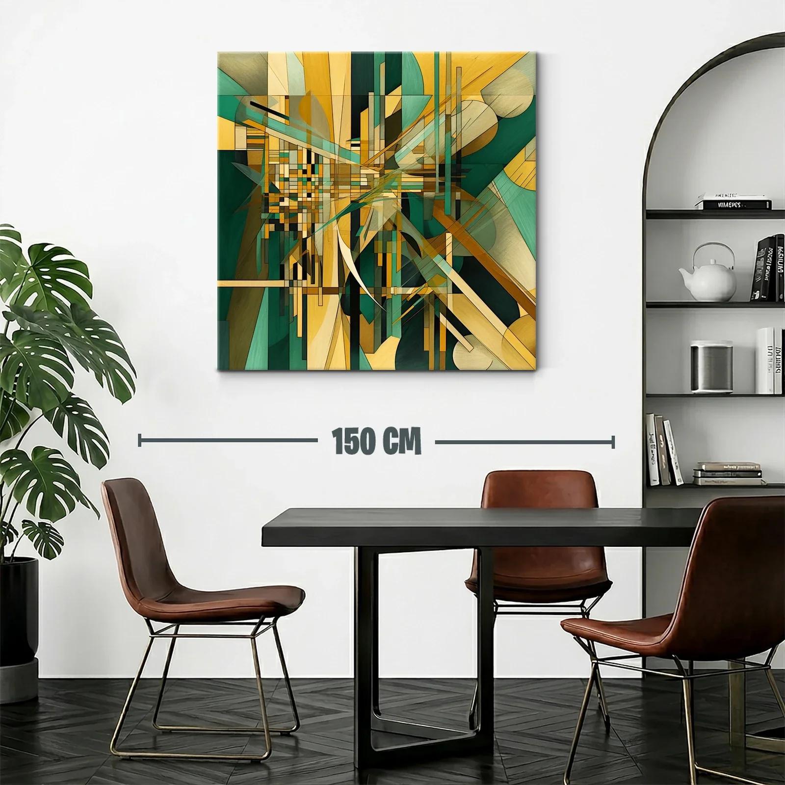 Composición abstracta en tonos verdes y dorados vibrantes — miniatura 2