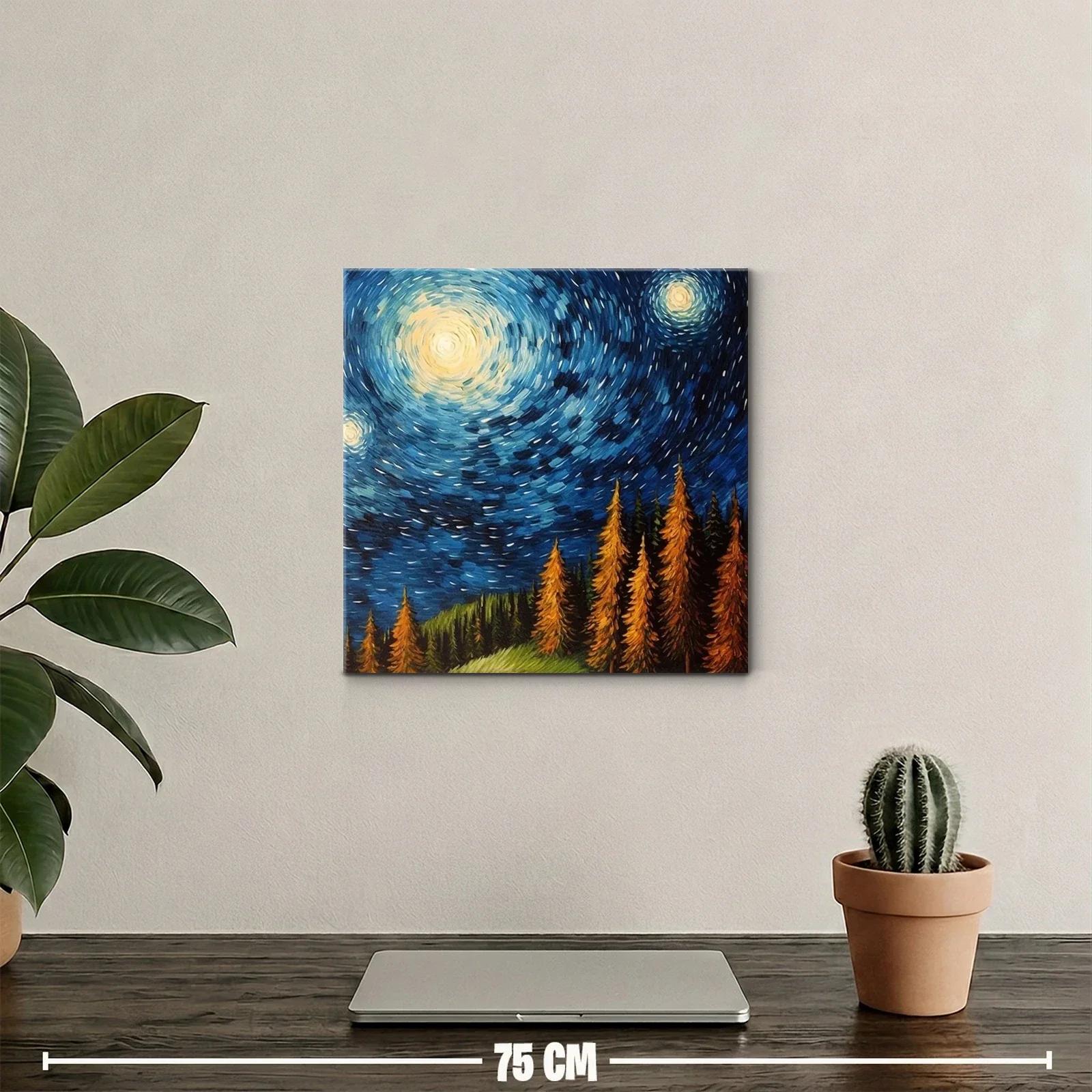 Cielo estrellado vibrante sobre bosque otoñal — miniatura 2