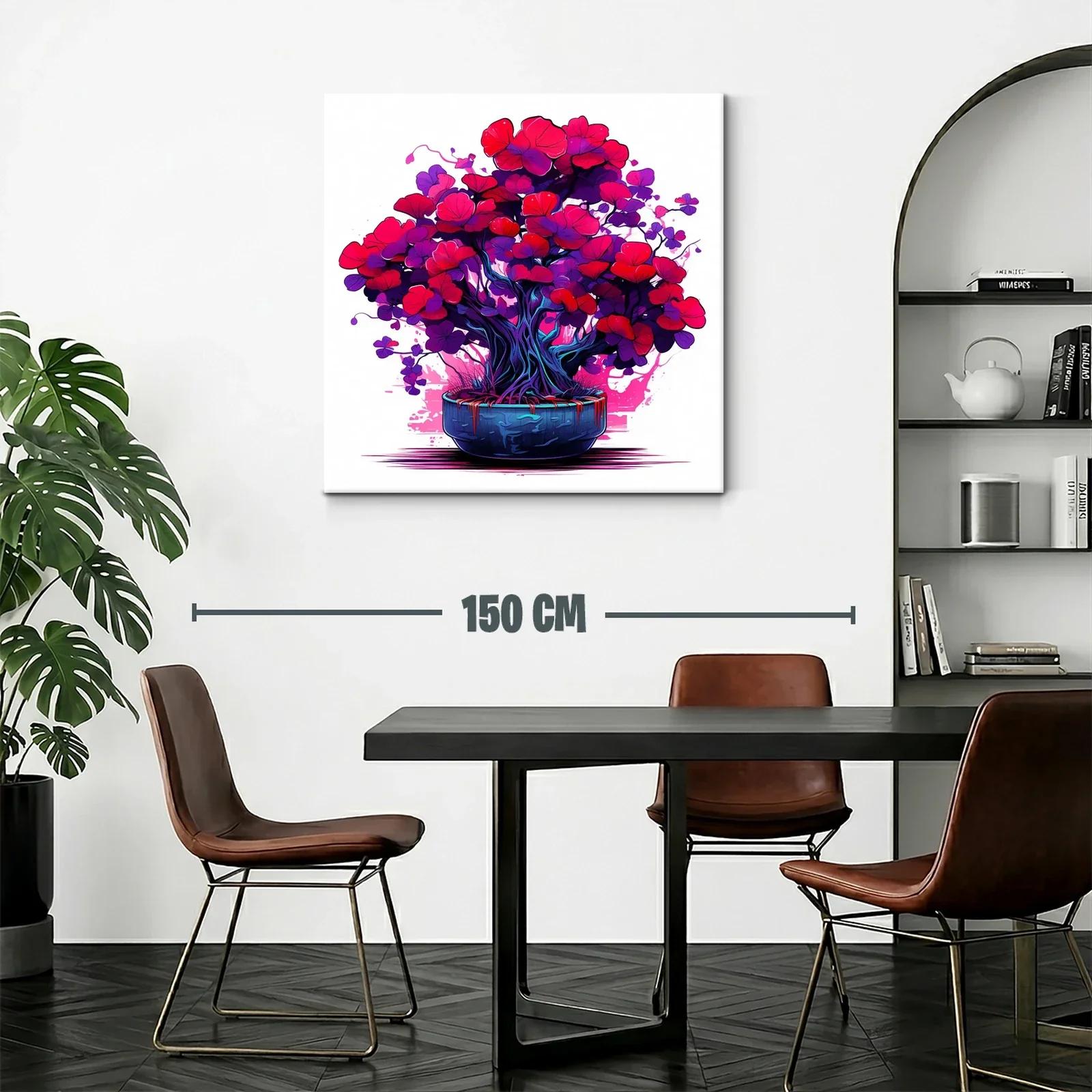 Cuadro vibrante de árbol floral en tonos rojos y púrpuras — miniatura 2
