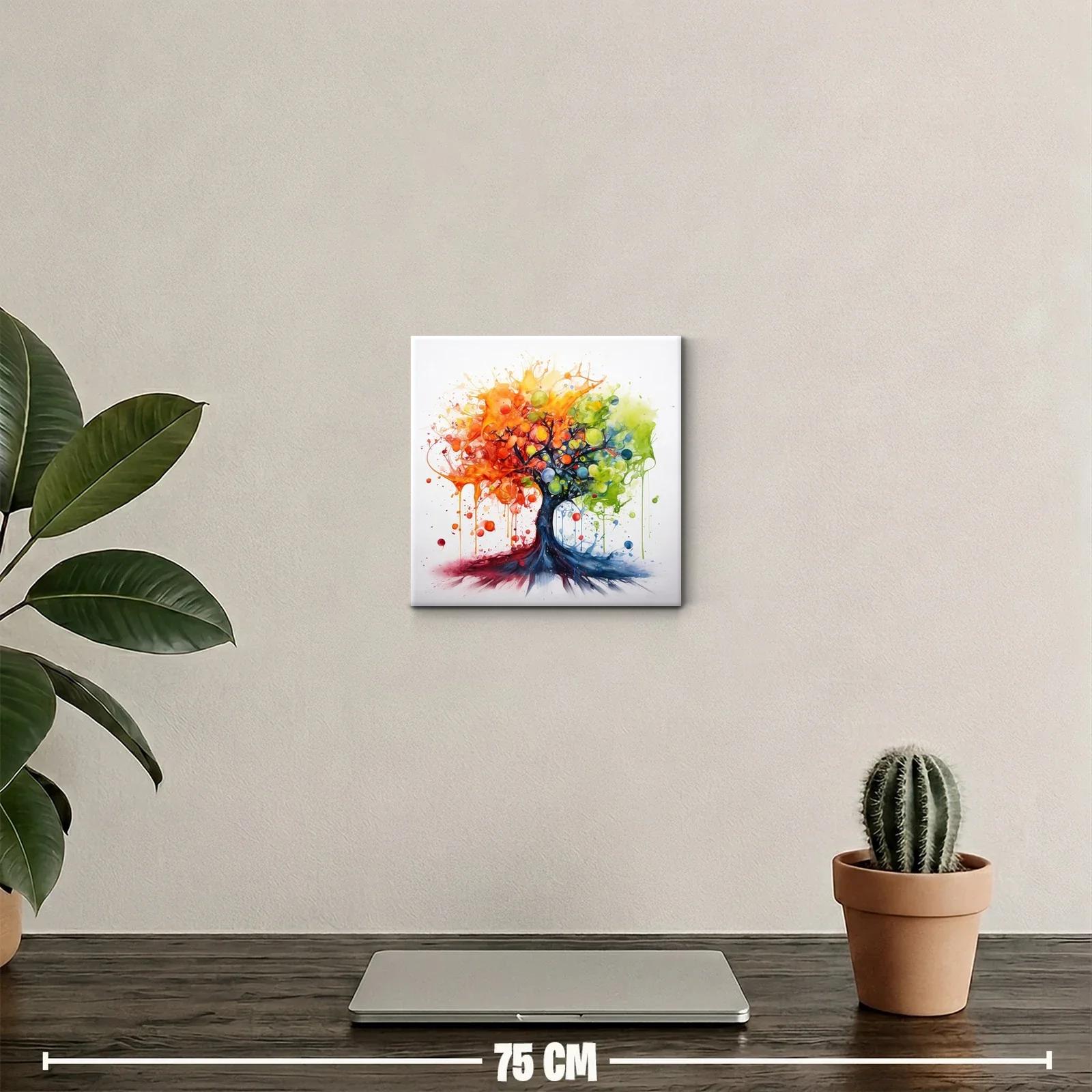 Cuadro árbol colorido con explosión de tonos vibrantes — miniatura 2
