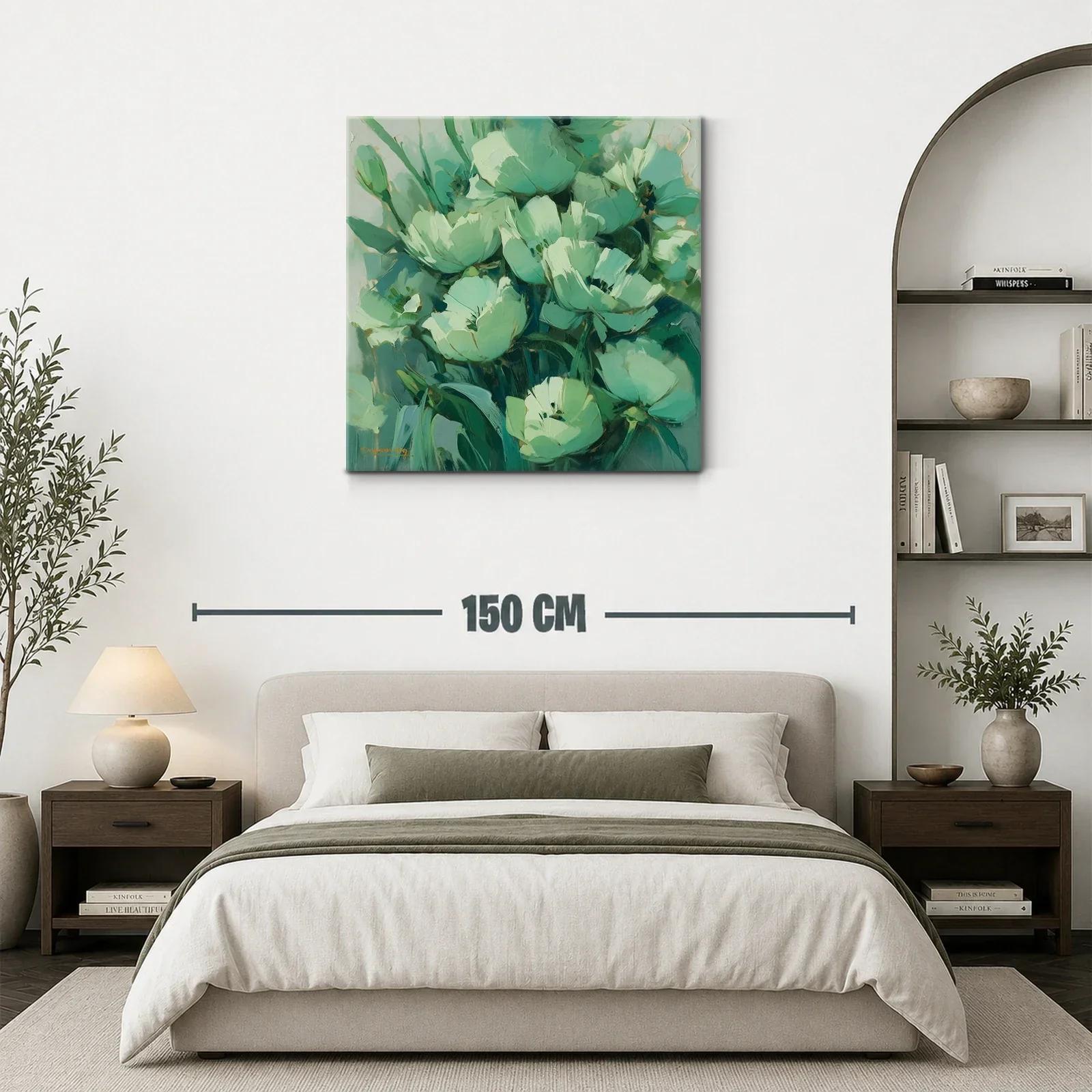 Cuadro floral en tonos verdes para un ambiente sereno — miniatura 3