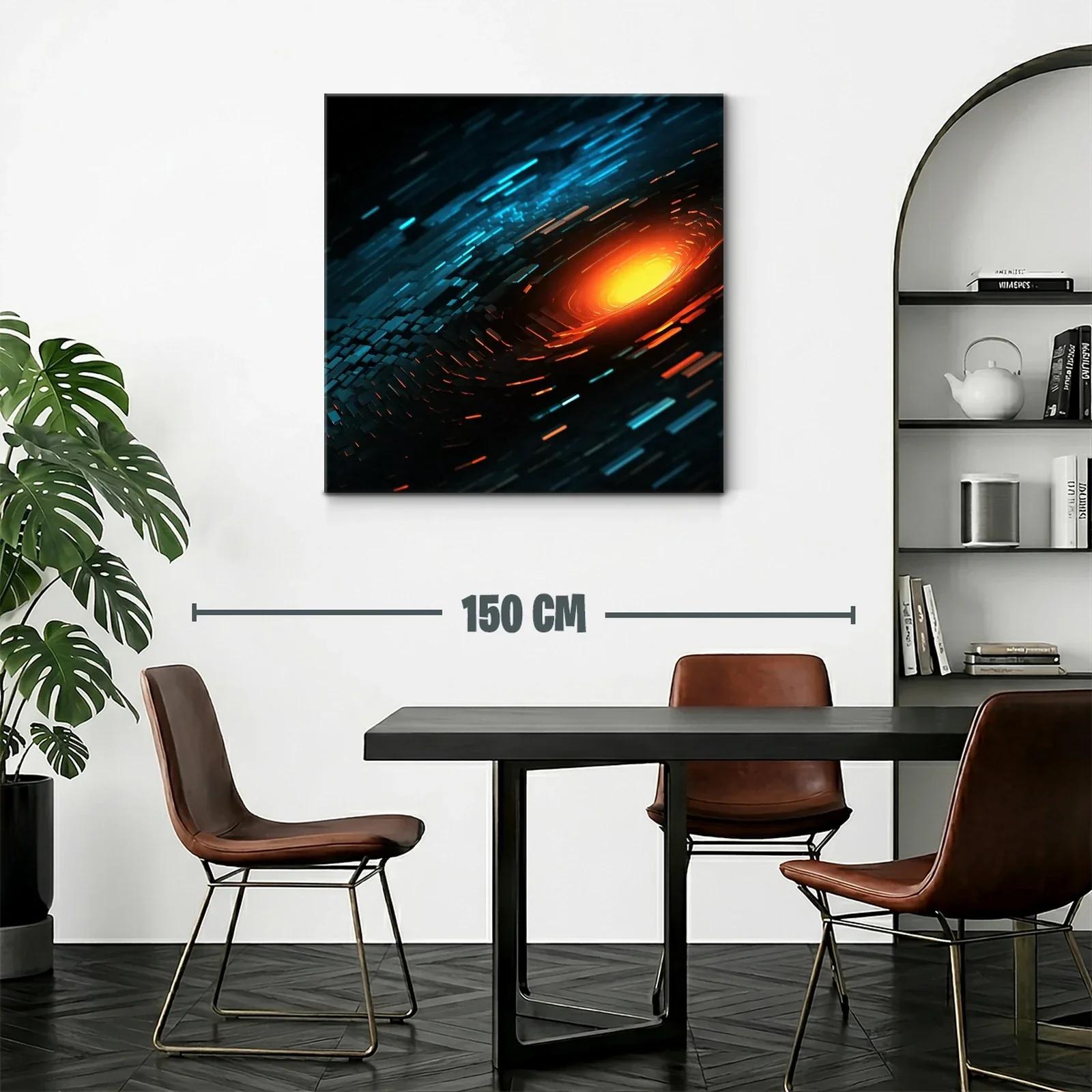 Cuadro abstracto con destellos cálidos y tonos fríos — miniatura 2