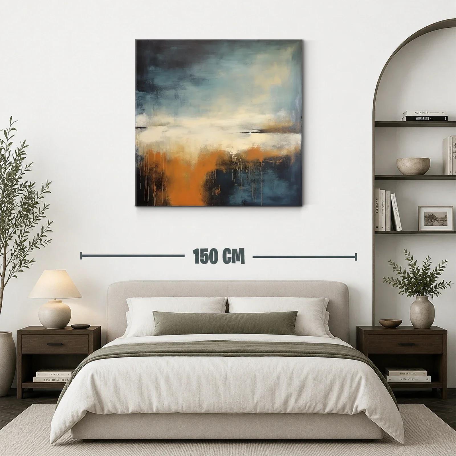 Cuadro abstracto con tonos cálidos y fríos en armonía — miniatura 3