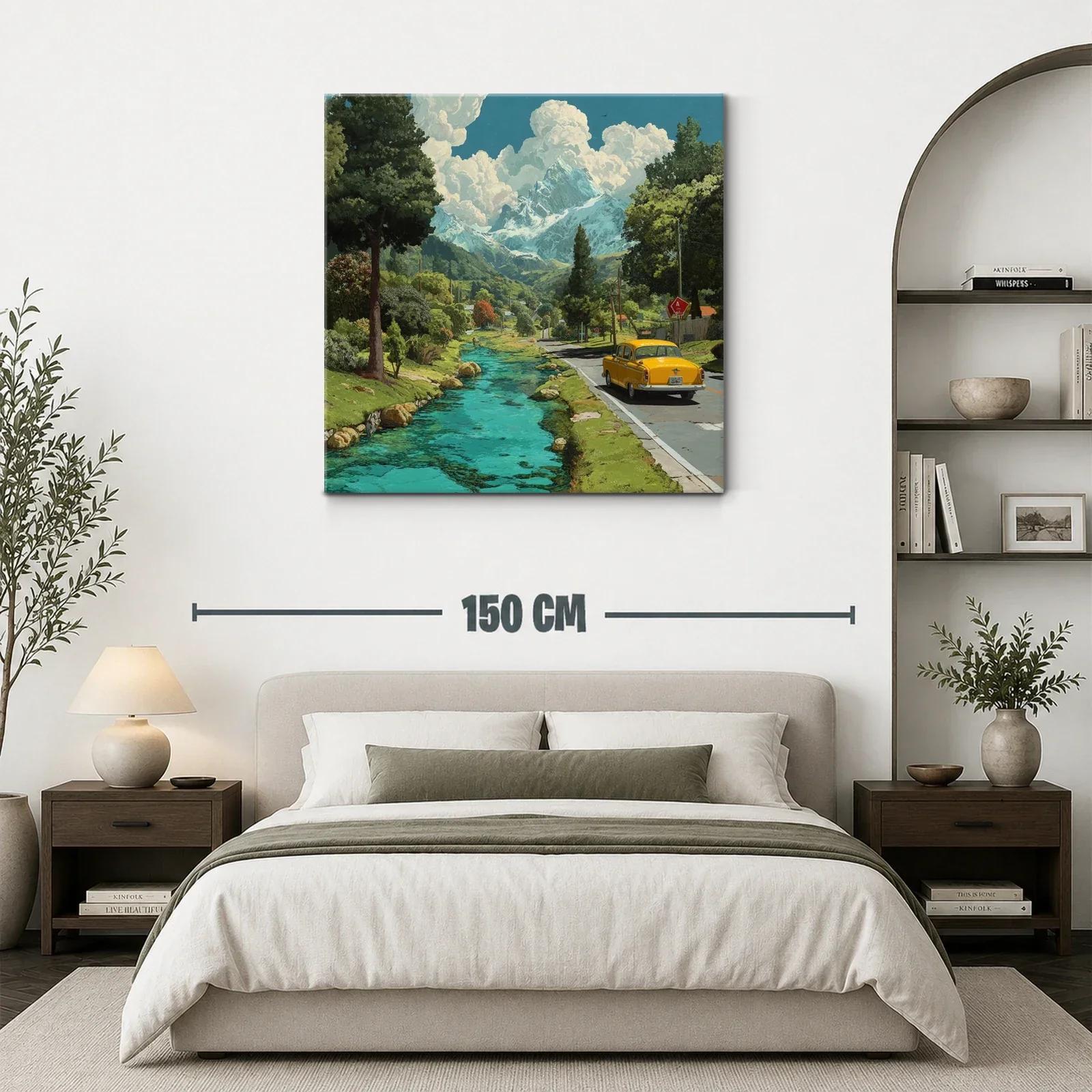 Paisaje con río turquesa y montaña nevada al fondo — miniatura 3