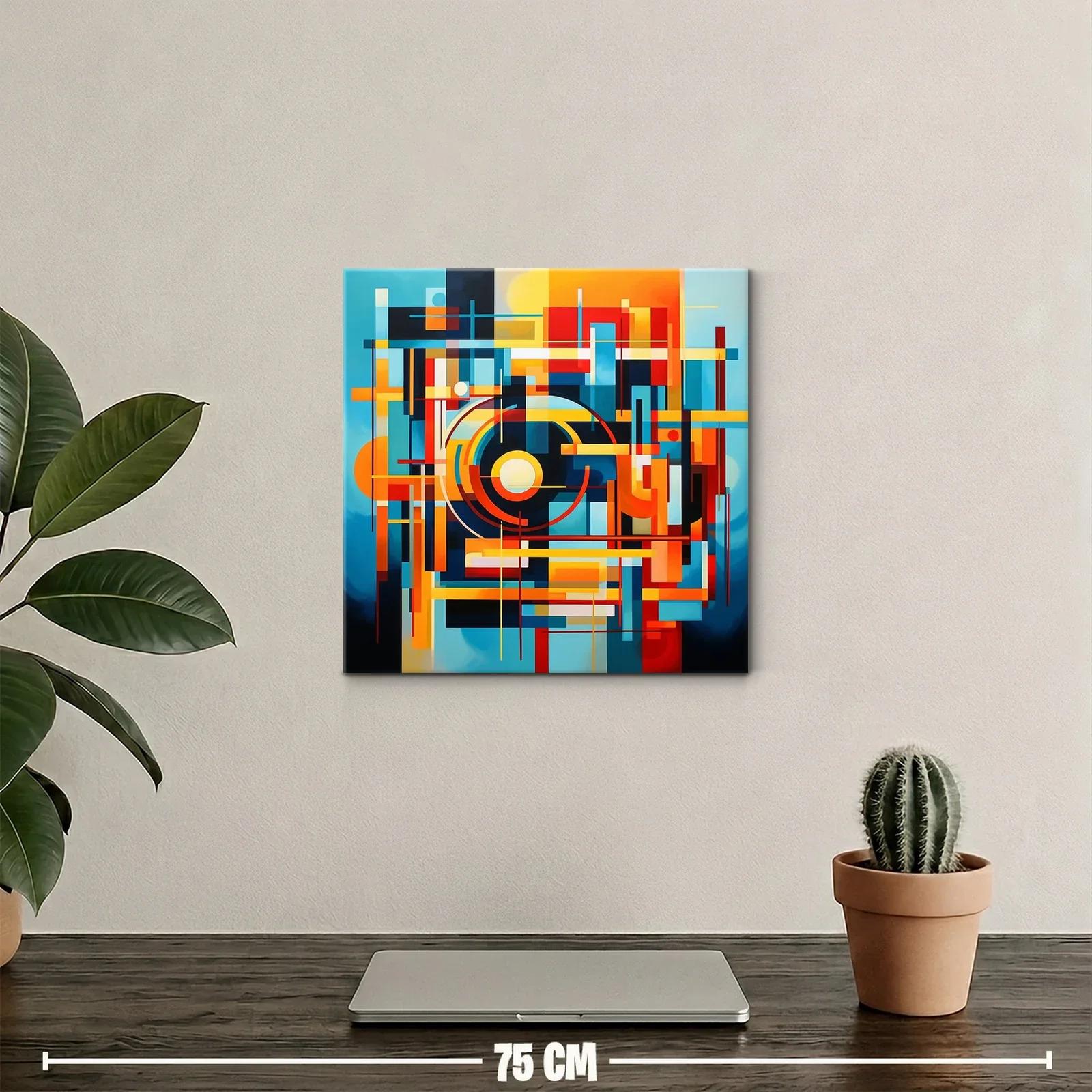 Composición geométrica en tonos cálidos y azules vibrantes — miniatura 2