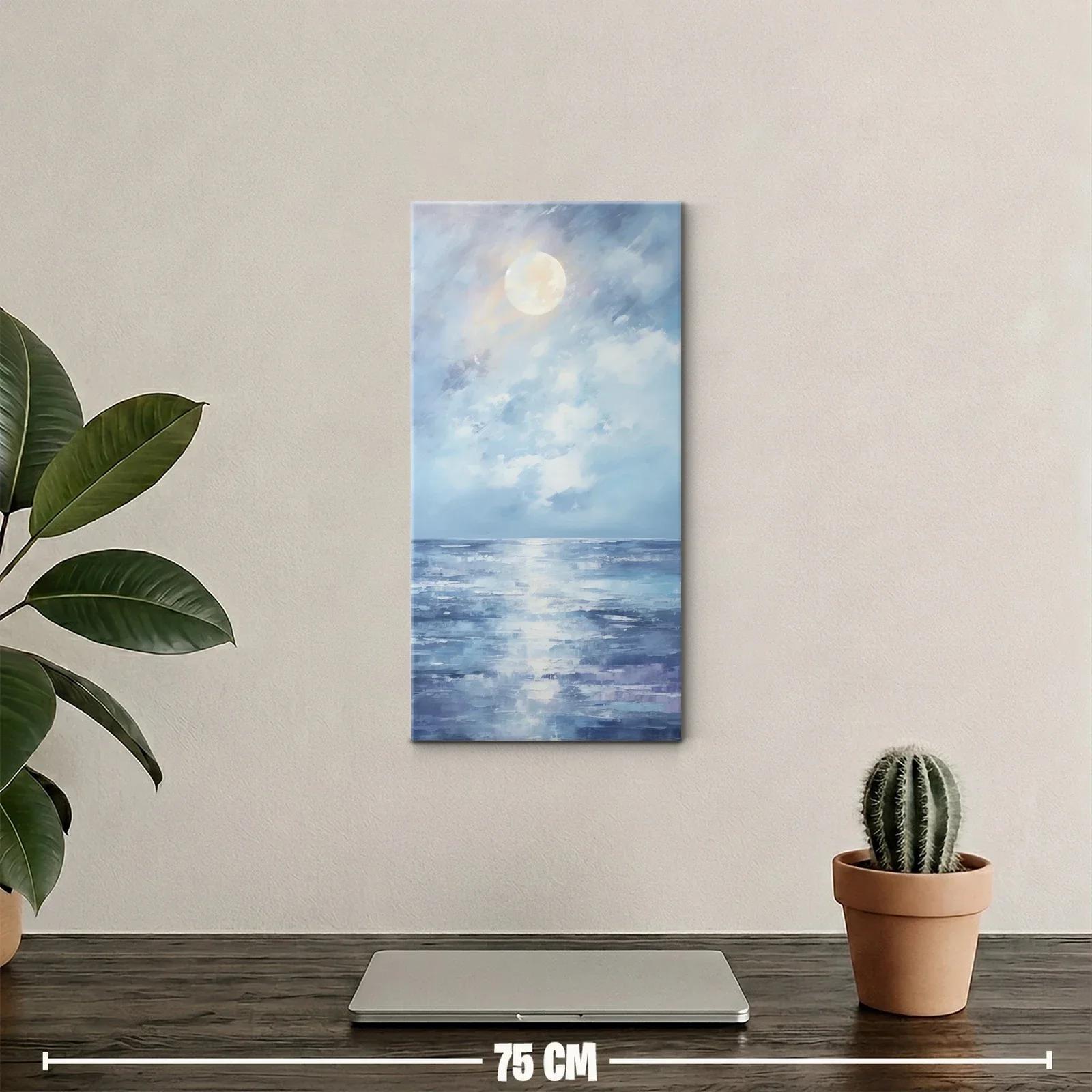 Cuadro luna sobre el mar con reflejo plateado — miniatura 2