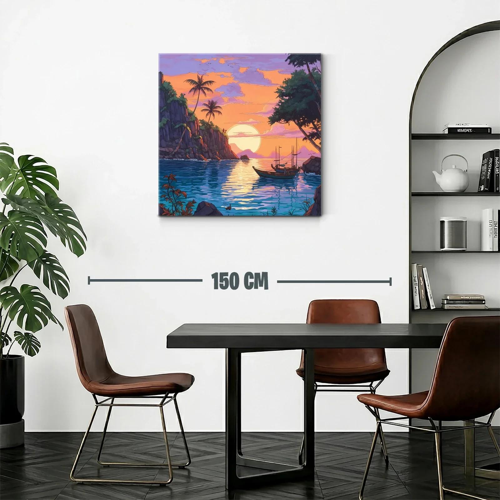 Atardecer tropical con barcas en paisajes serenos — miniatura 2