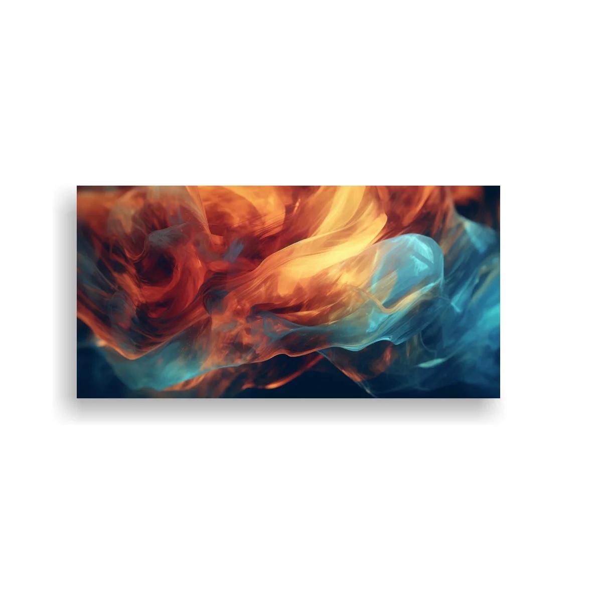 Cuadro humo en remolinos con contraste cálido y frío — imagen principal