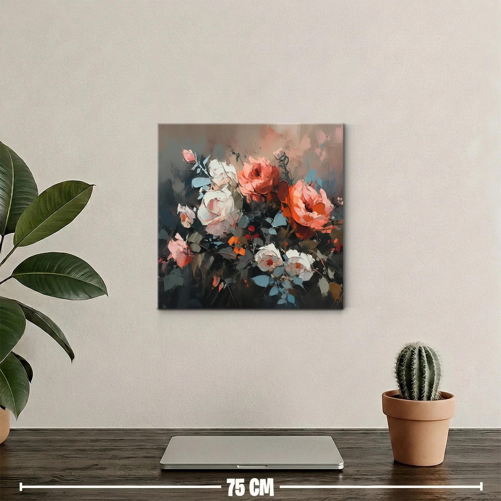 Cuadro floral con tonos cálidos y contraste elegante — miniatura 2