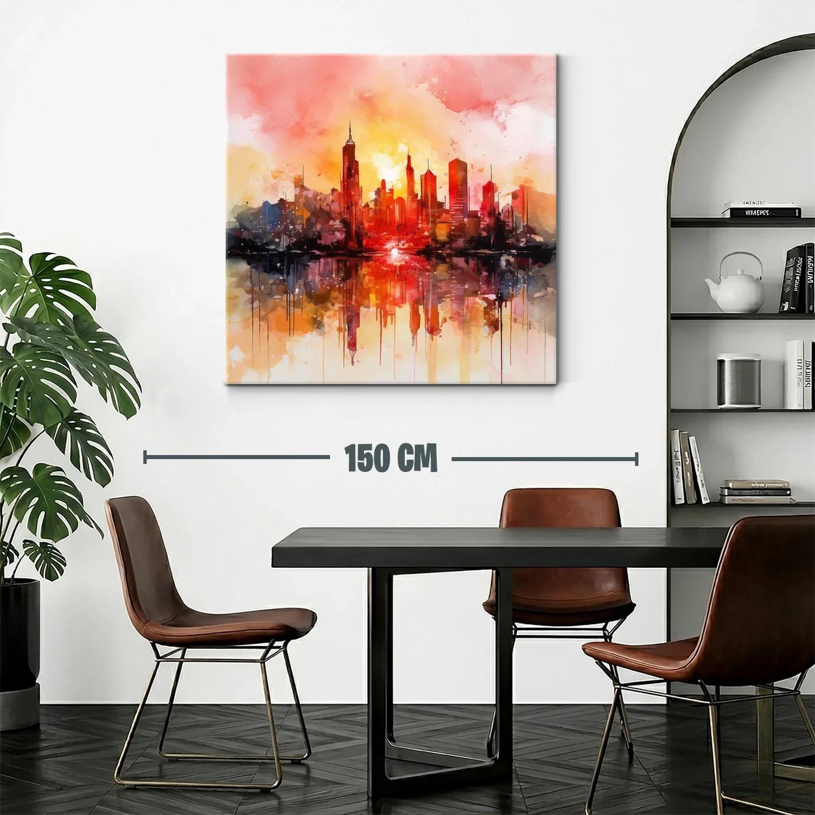 Atardecer vibrante sobre skyline urbano moderno — miniatura 2