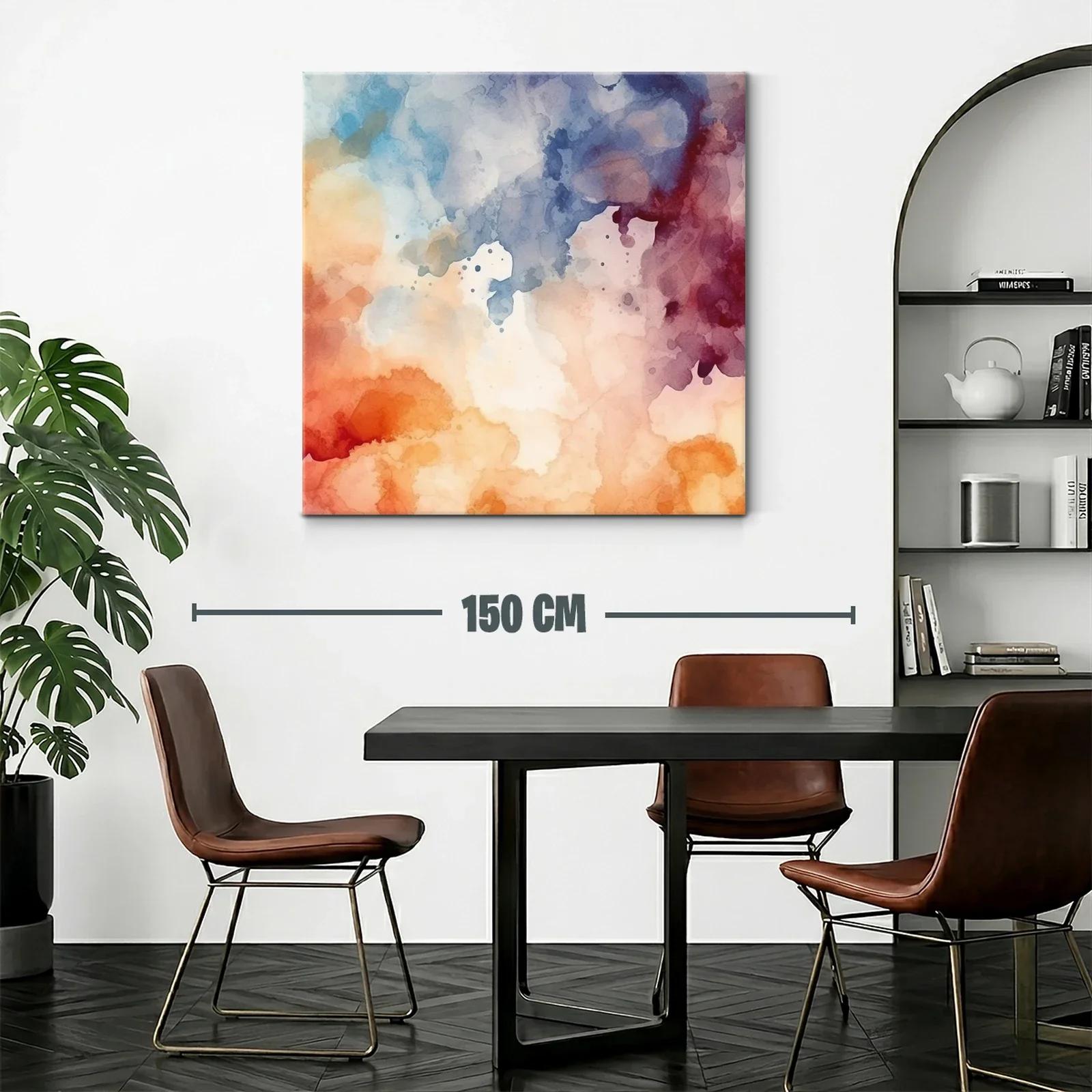 Cuadro abstracto en tonos cálidos y fríos vibrantes — miniatura 2