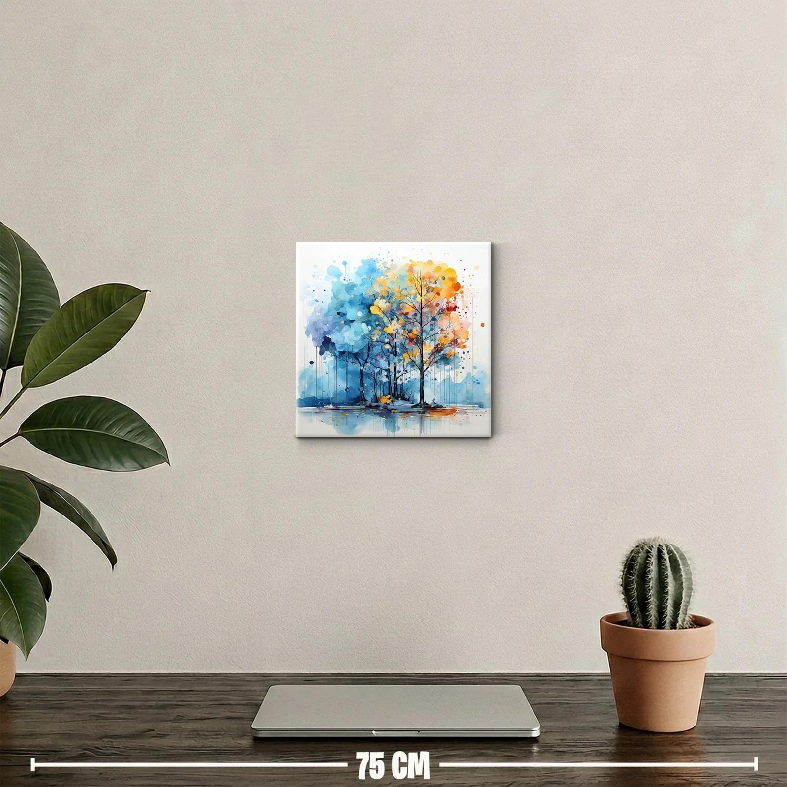 Bosque en colores vibrantes con contraste azul y dorado — miniatura 2