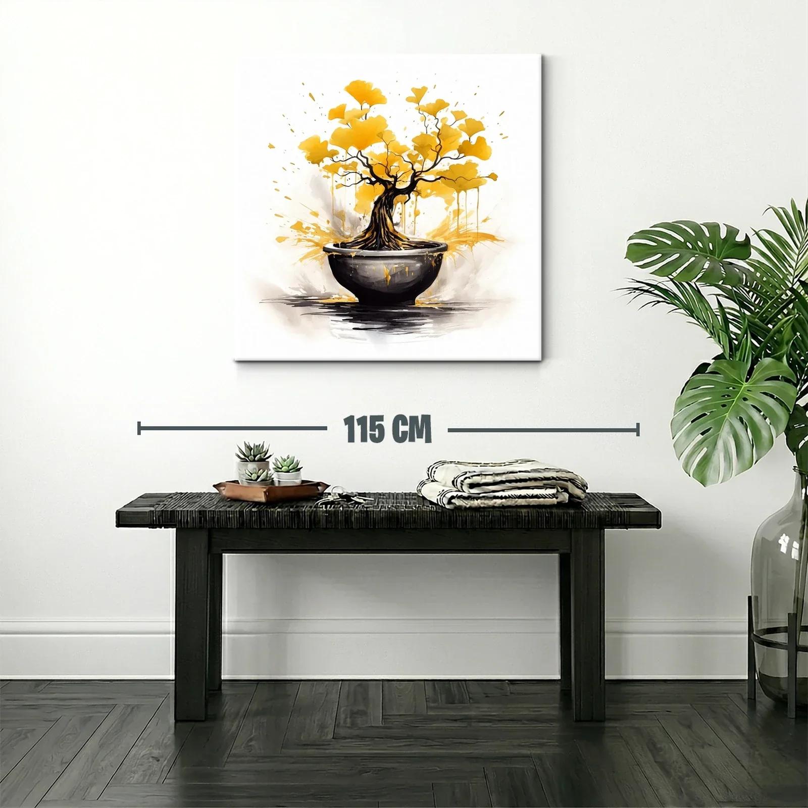 Árbol Dorado con Ramas Abstractas en Maceta Negra — miniatura 2