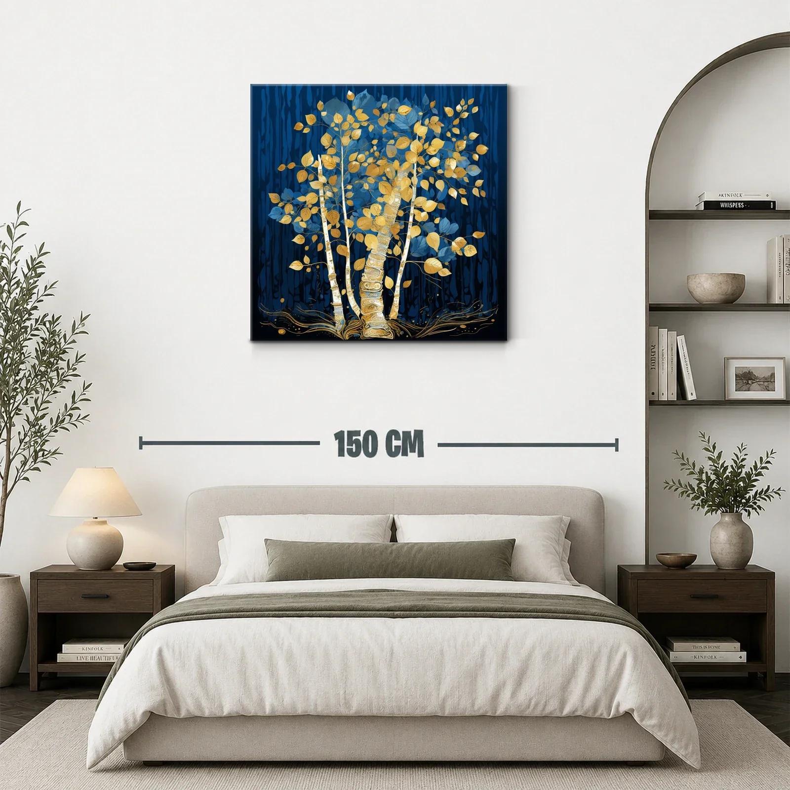 Árbol dorado sobre fondo azul profundo — miniatura 3