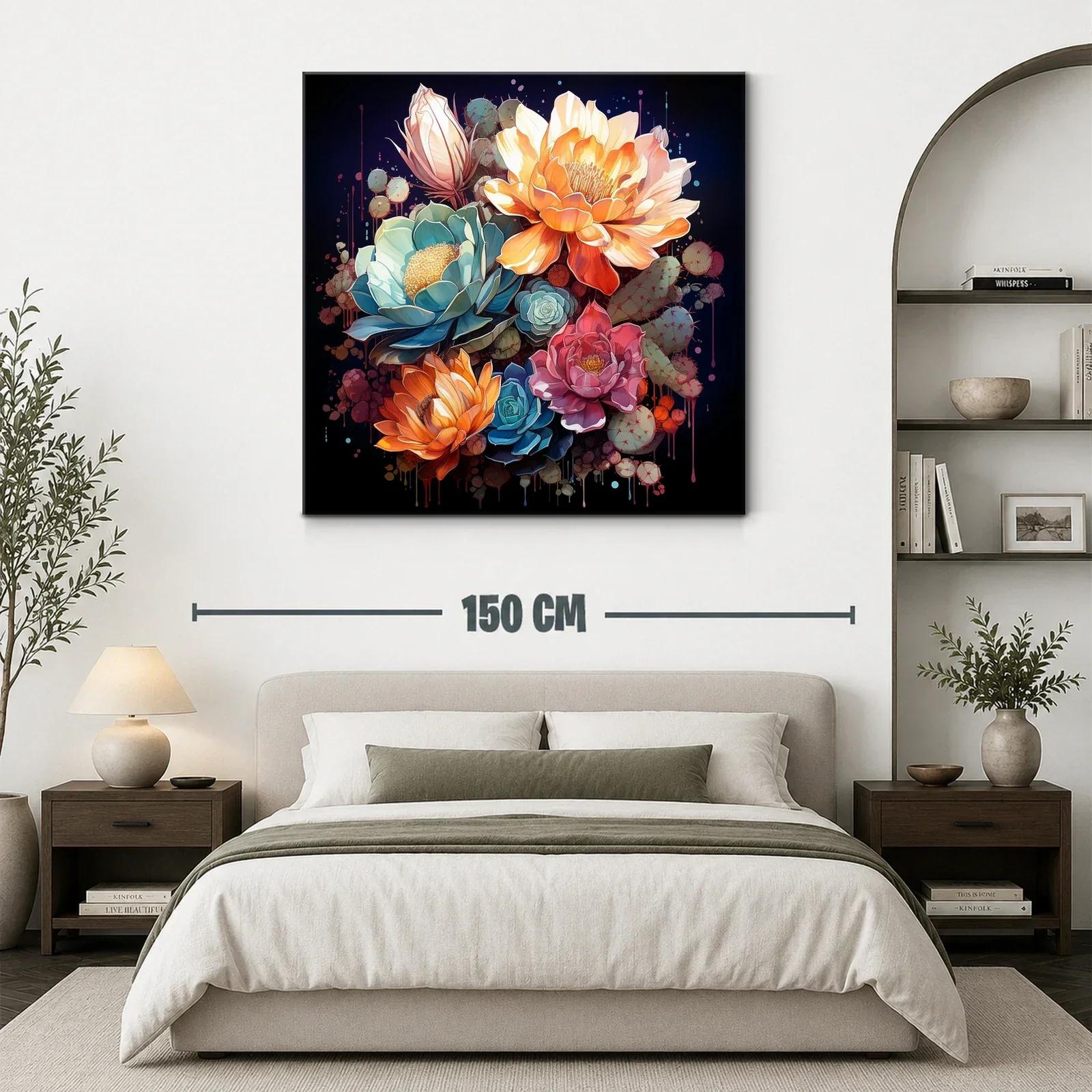 Composición de flores vibrantes con tonos cálidos y fríos — miniatura 3