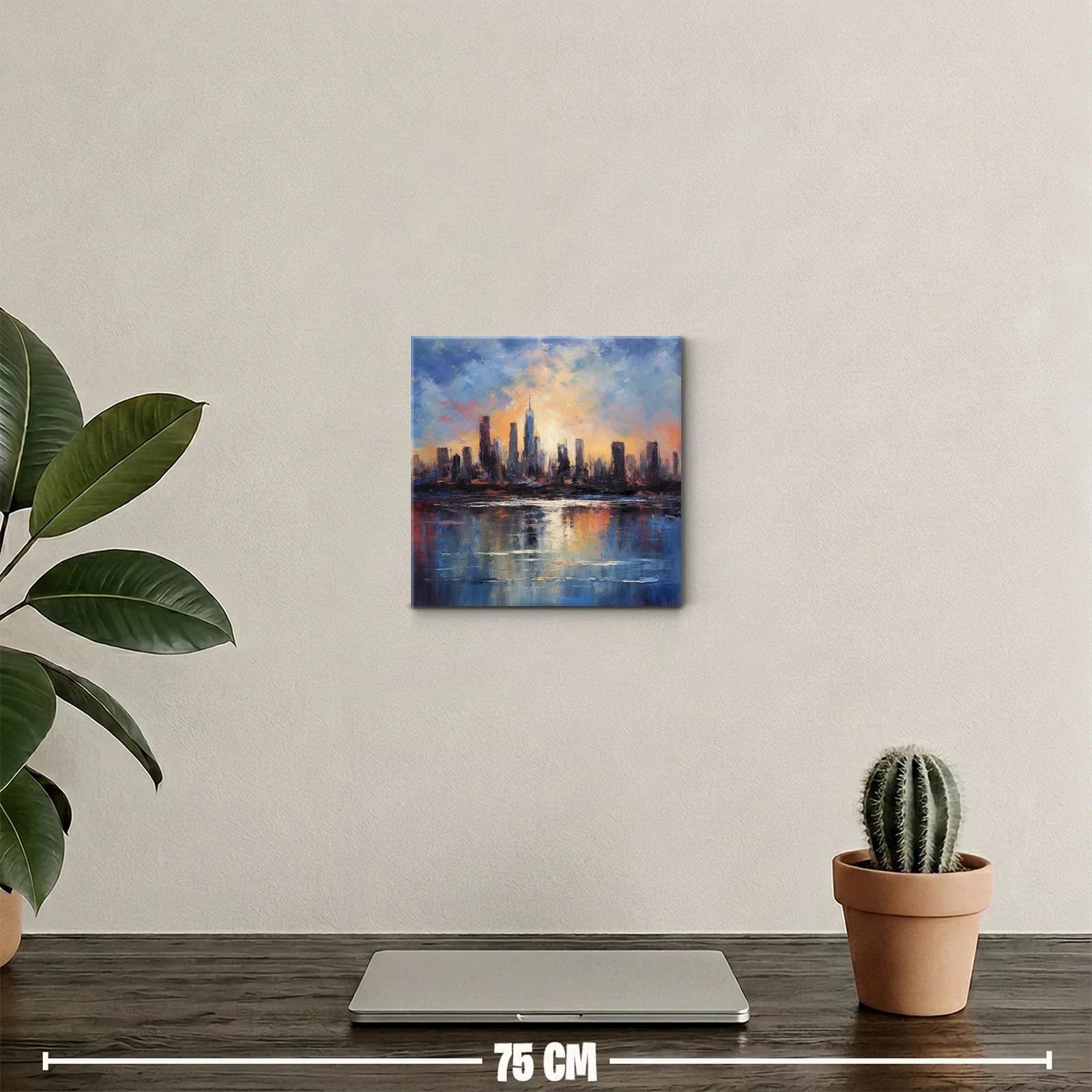 Atardecer urbano con reflejos impresionistas vibrantes — miniatura 2