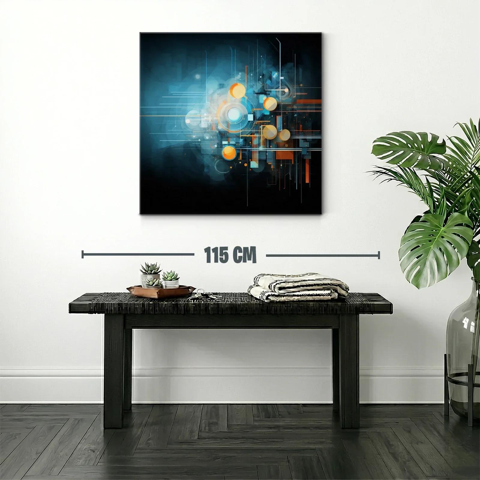 Composición abstracta futurista con tonos azules y naranjas — miniatura 2