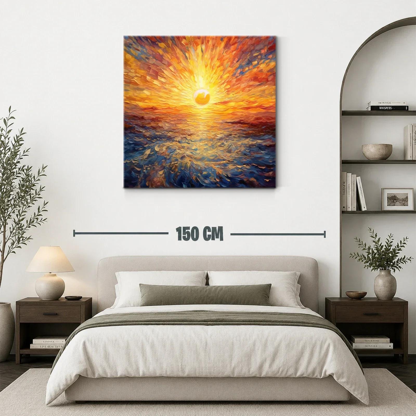 Cuadro vibrante de amanecer sobre el mar en tonos cálidos — miniatura 3
