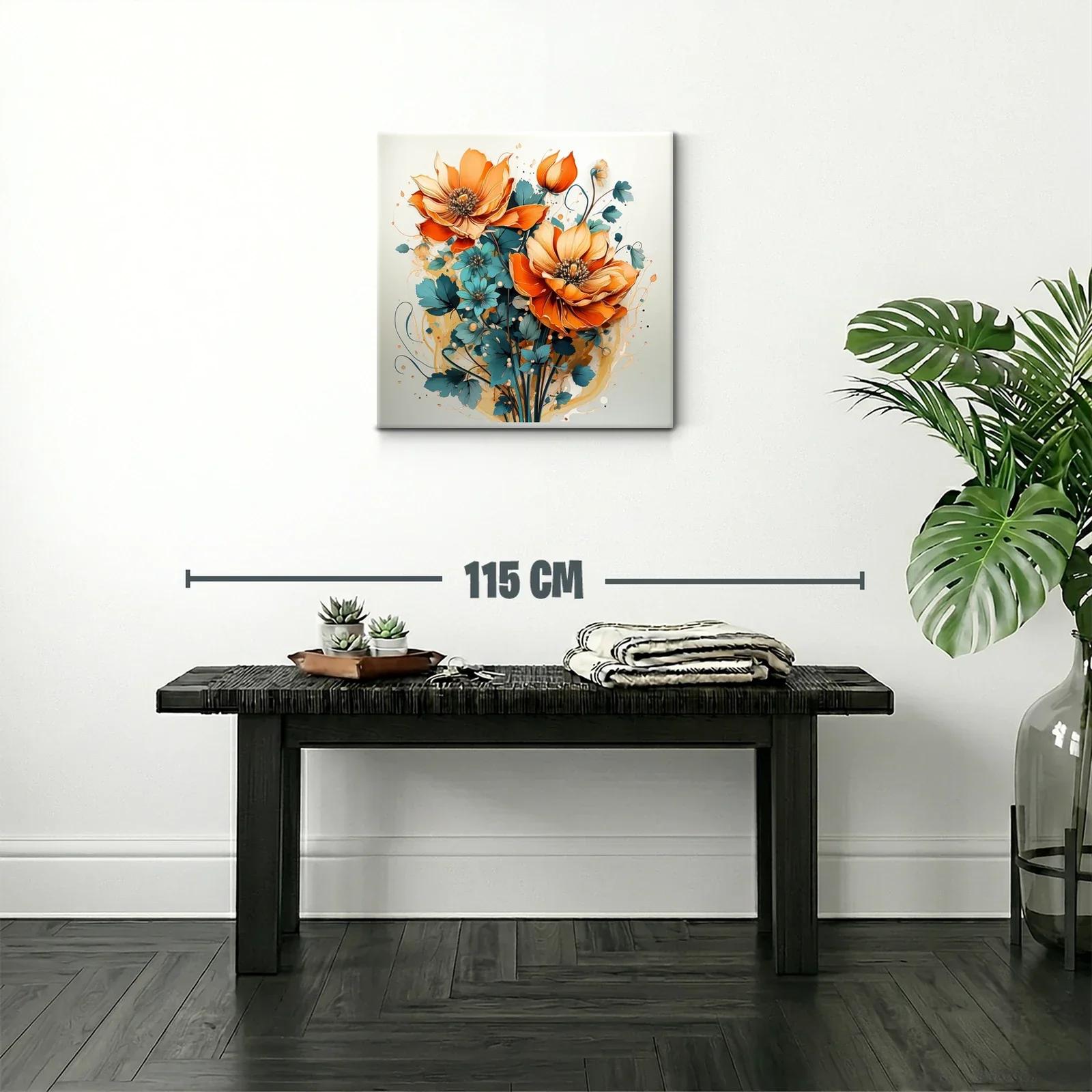 Exuberante ramo floral con vibrantes tonos naranja y azul — miniatura 2
