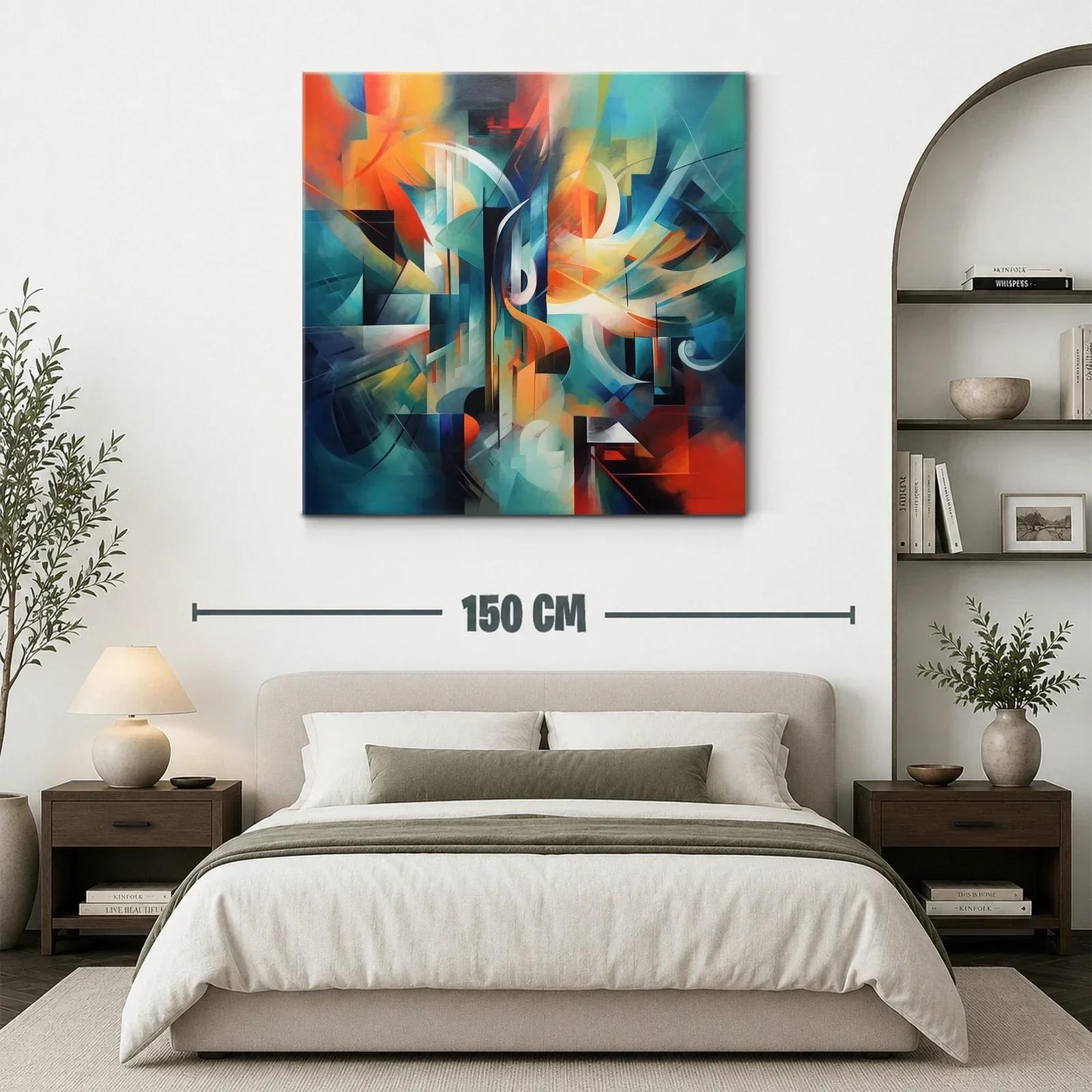 Cuadro abstracto con vibrantes tonos cálidos y fríos — miniatura 3