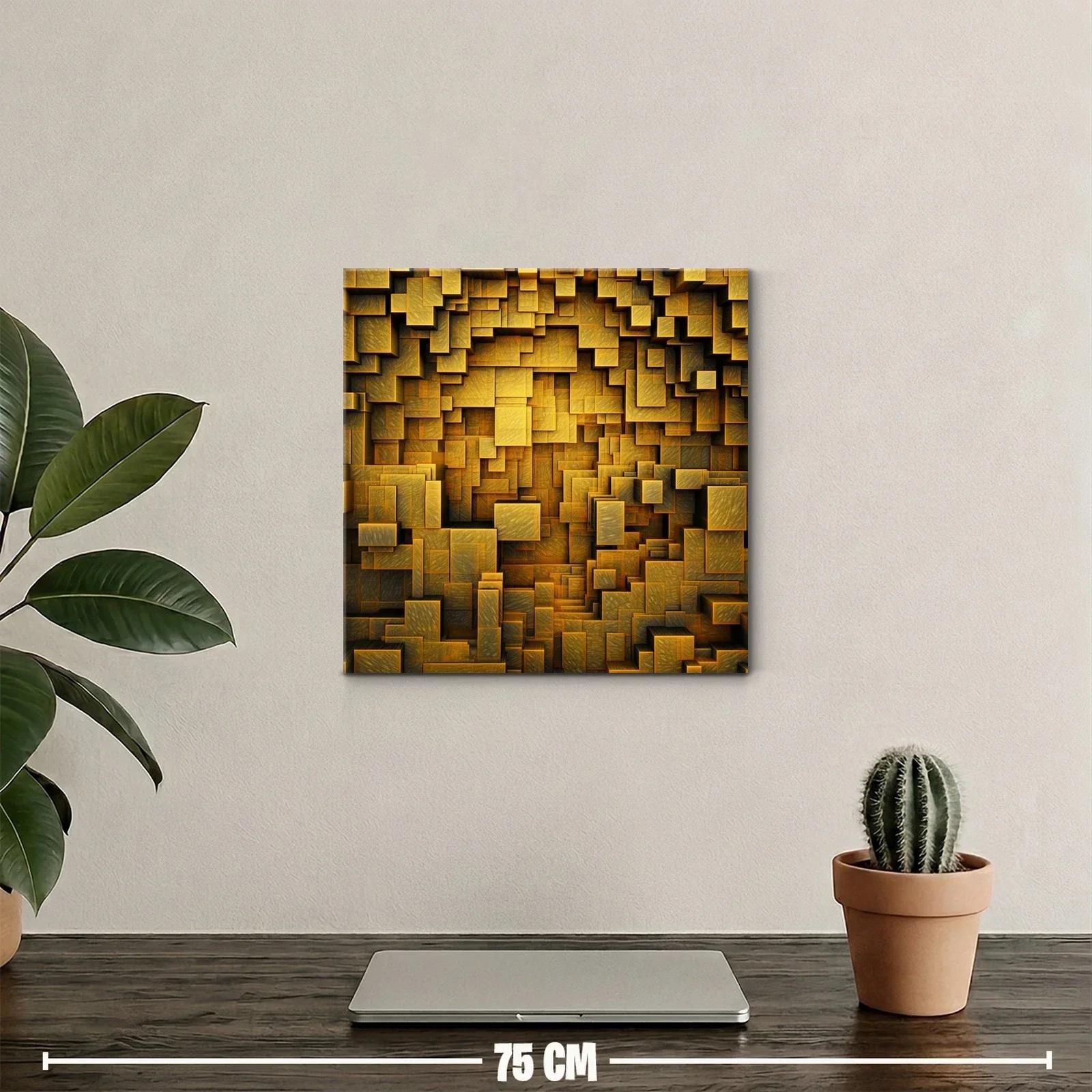 Diseño abstracto de recuadros encajados dorados y negros — miniatura 2