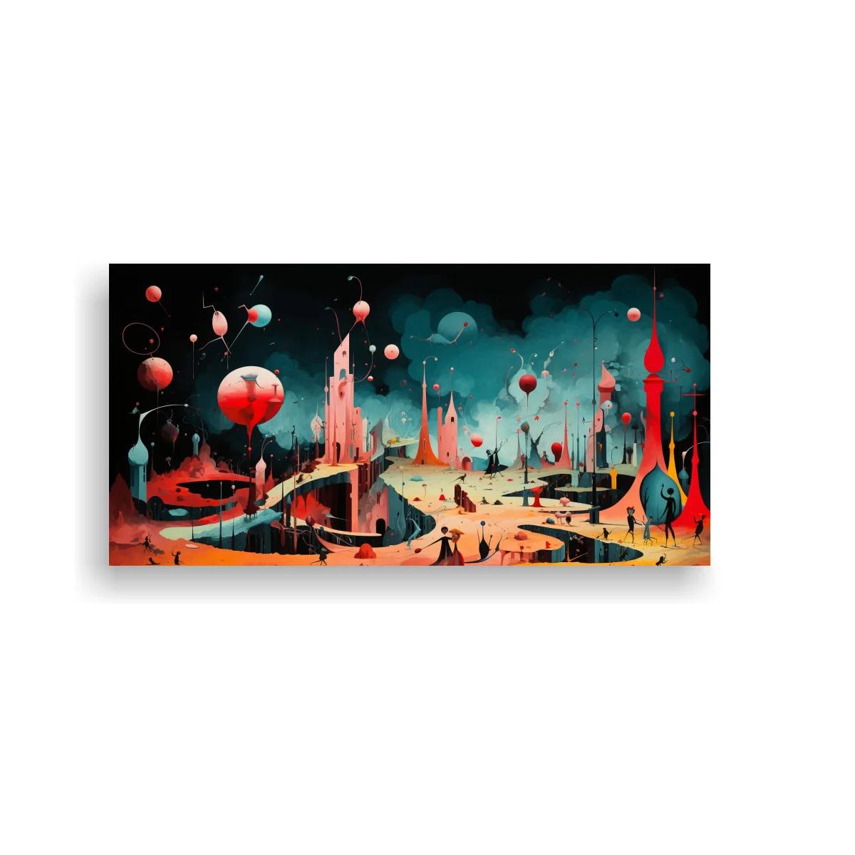 Cuadro ciudad fantástica futurista con esferas flotantes — imagen principal