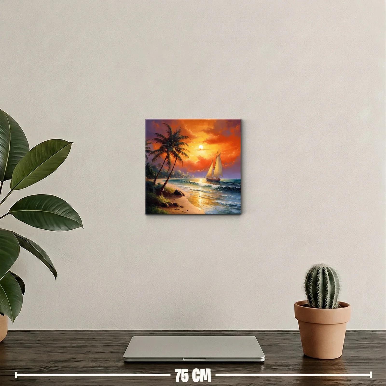 Atardecer tropical con velero navegando en el mar — miniatura 2