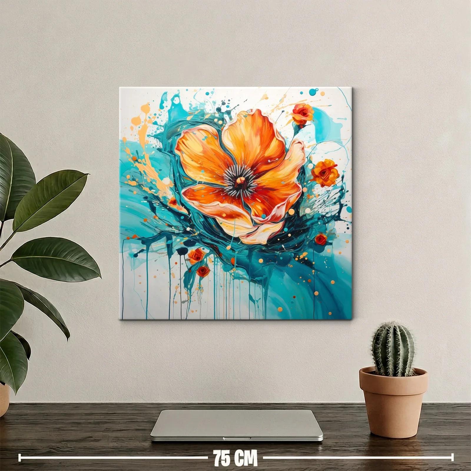 Flor vibrante en tonos turquesa y naranja dinámicos — miniatura 2