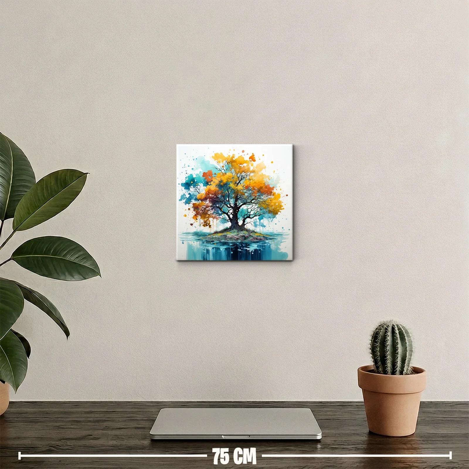 Árbol colorido en isla con reflejo en agua — miniatura 2